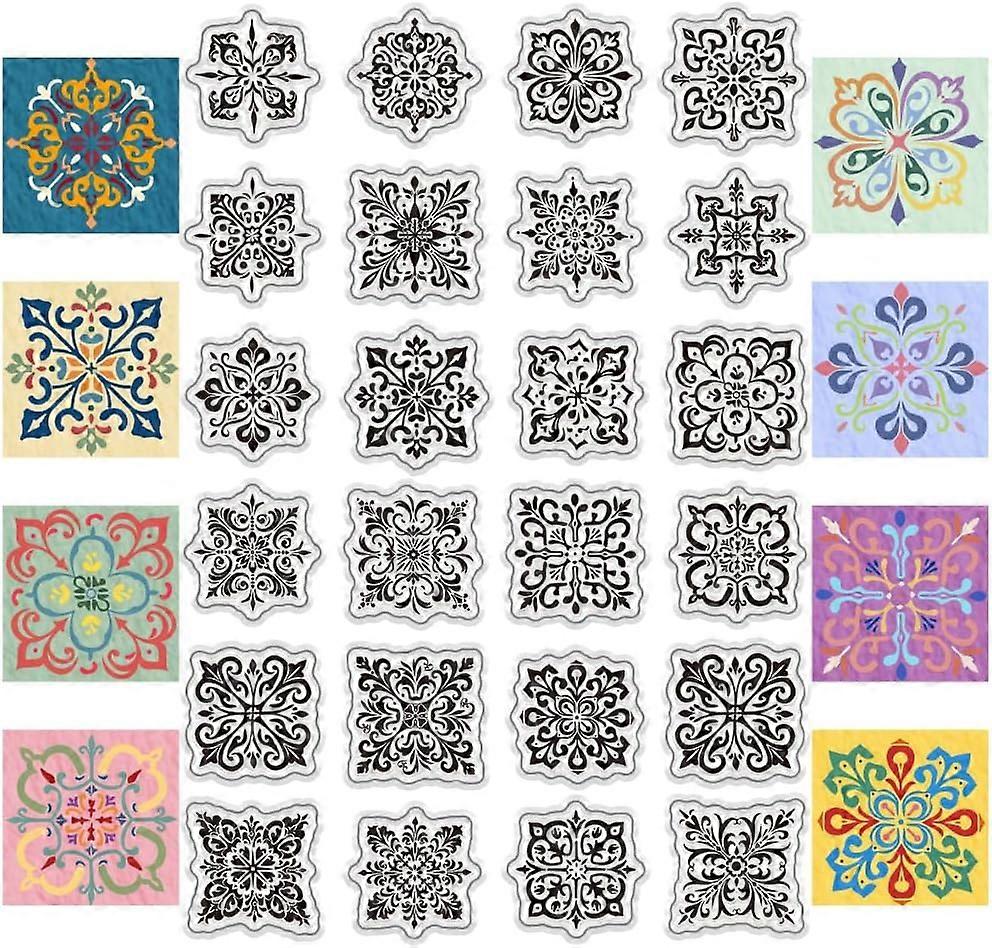 Mandala Clear Stamps Flower Clear Rubber Stamps Mandala Geometry Stamps Background Clear Stamps for DIY Scrapbooking Photo Album Decorative Card Makin