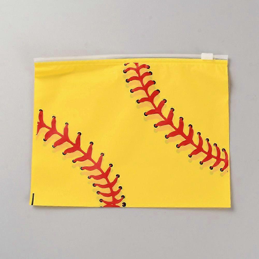 EVA Cosmetic Zip Lock Bags Rectangle with Baseball Pattern Gold 15.6x19.8x0.02cm