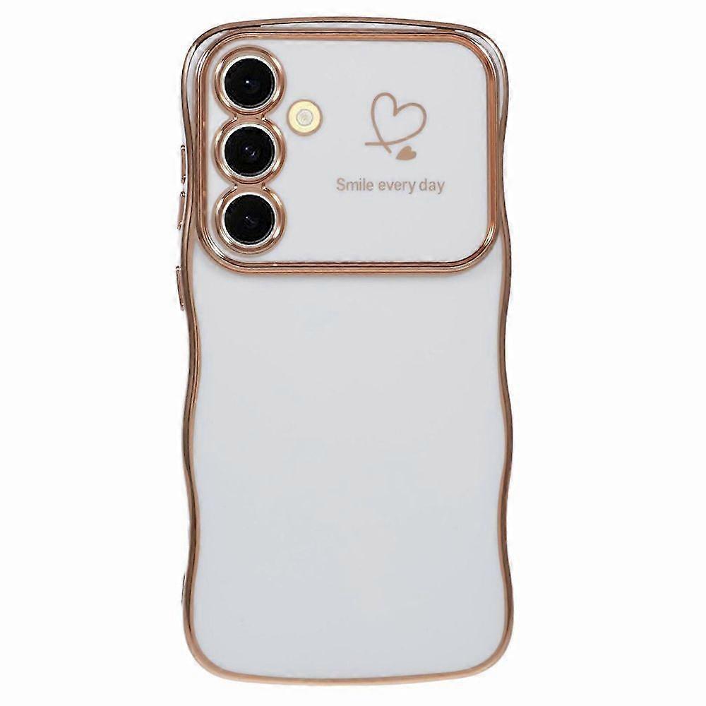 For Samsung Galaxy S24 FE Case Love Hearts TPU Phone Cover Curly Wave Frame Large Window
