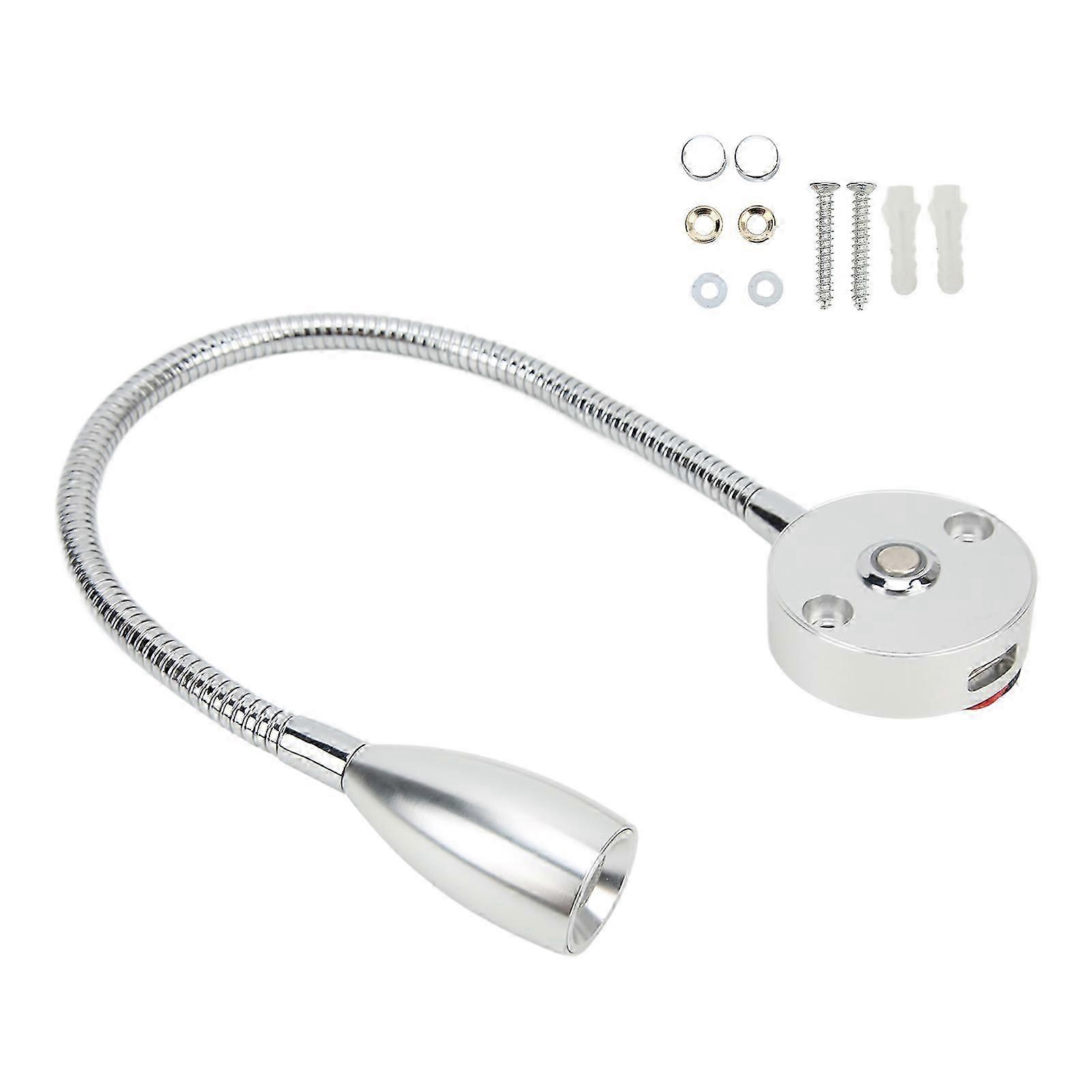 Led Reading Light 3w Wall Mount Reading Lamp Flexible Gooseneck 3 Color Adjustable For Rv Boat Caravan Silver 3 Colors
