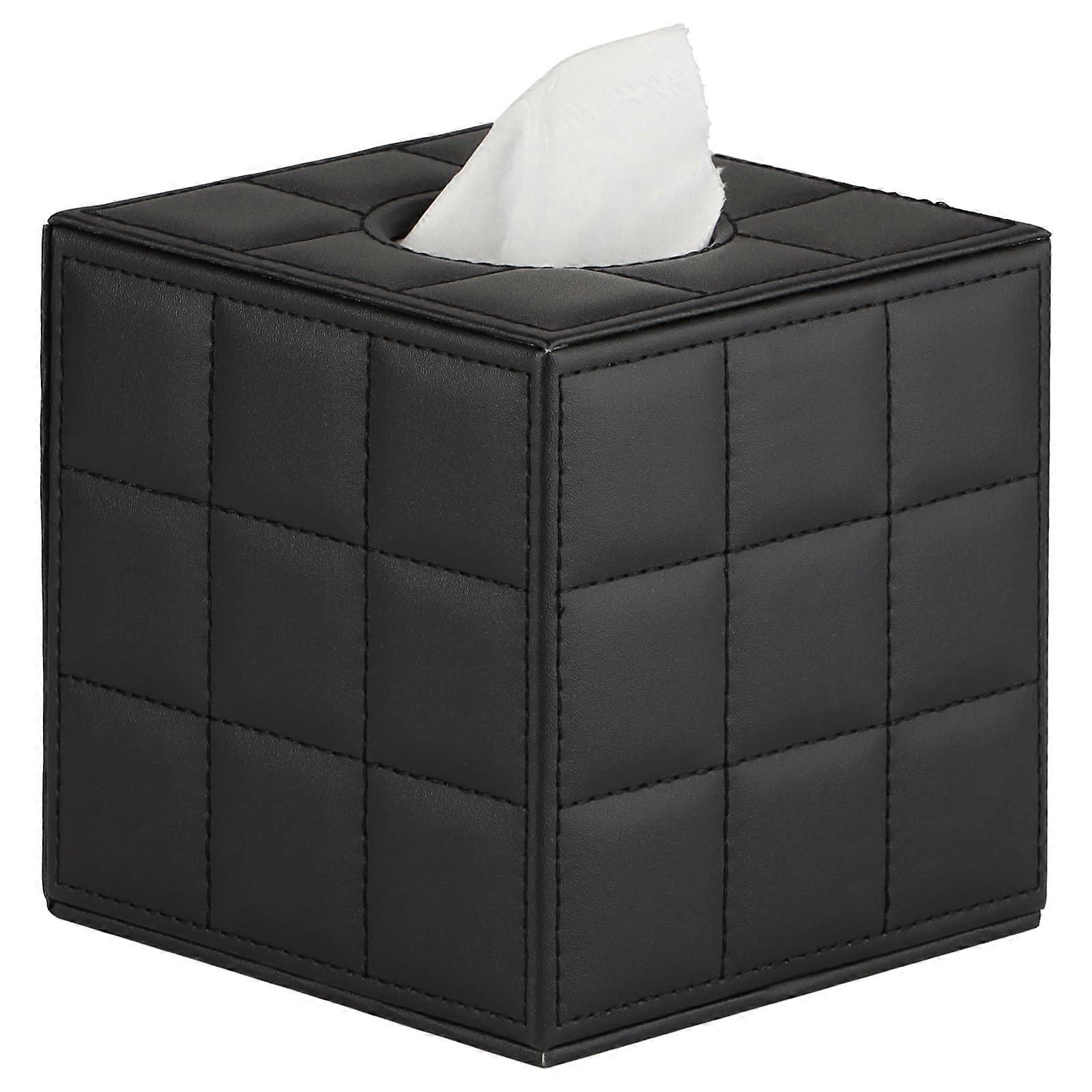 Cube Tissue Box Holder PU Leather Square Napkin Dispenser for Toilets and Offices, Decorative and Functional Design