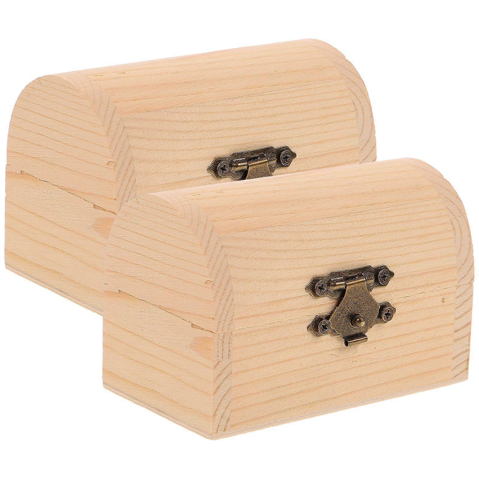 2Pcs Solid Wooden Arc Design Storage Boxes Gift Boxes Treasure Boxes (Small)