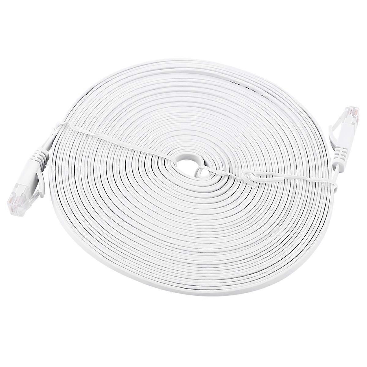 RJ45 CAT6 Ethernet Network Flat LAN Cable UTP Patch Router Cables 1000M,White,10meters