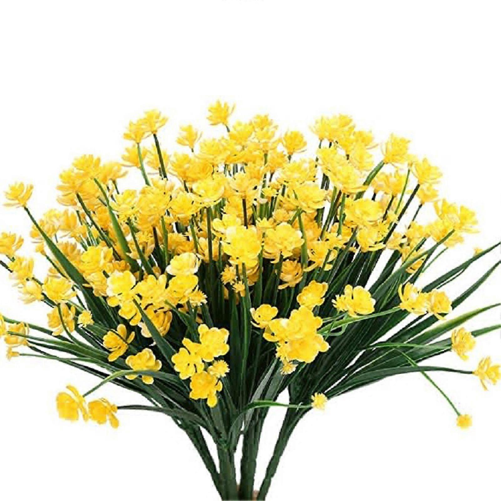 5Pcs Artificial Flowers 7-fork Realistic Anti-Fade Weather-resistant Colorfast Decorative Multicolor Spring Grass Camellia Simulation Plants Household