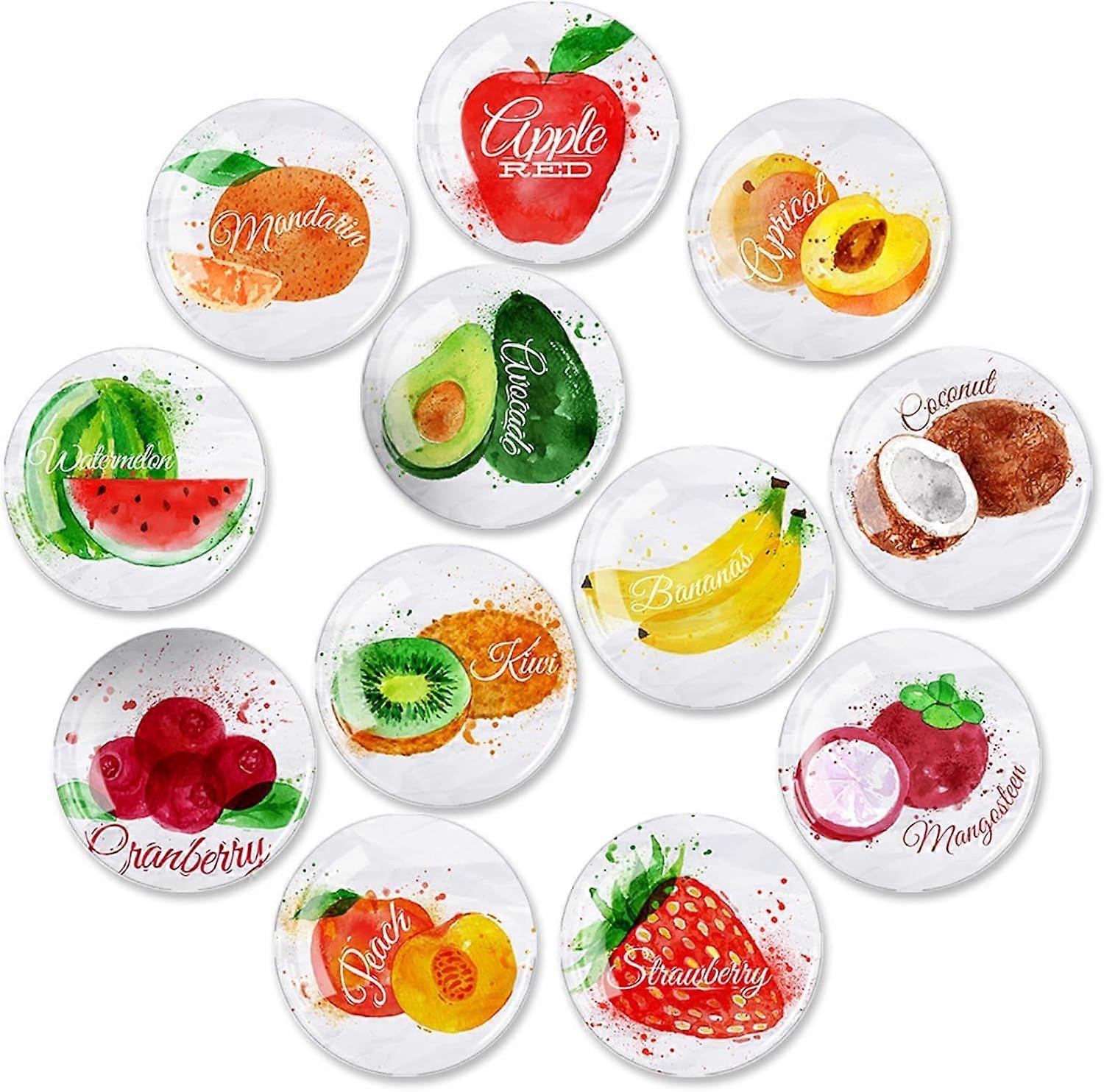 12 Pack Glass Fridge Magnets - 30mm (Fruit)