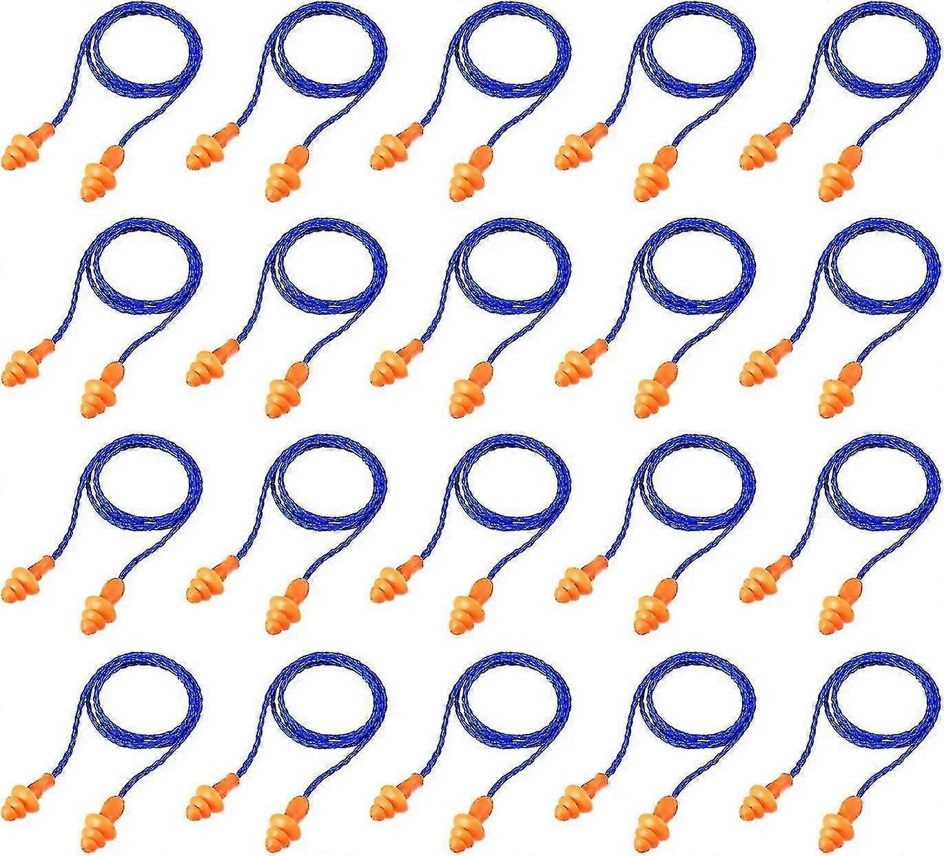 Corded Ear Plugs Reusable Silicone Earplugs With String Banded Ear Plug Sleep Noise Cancelling compatible Hearing Protection(20pcs, Blue)
