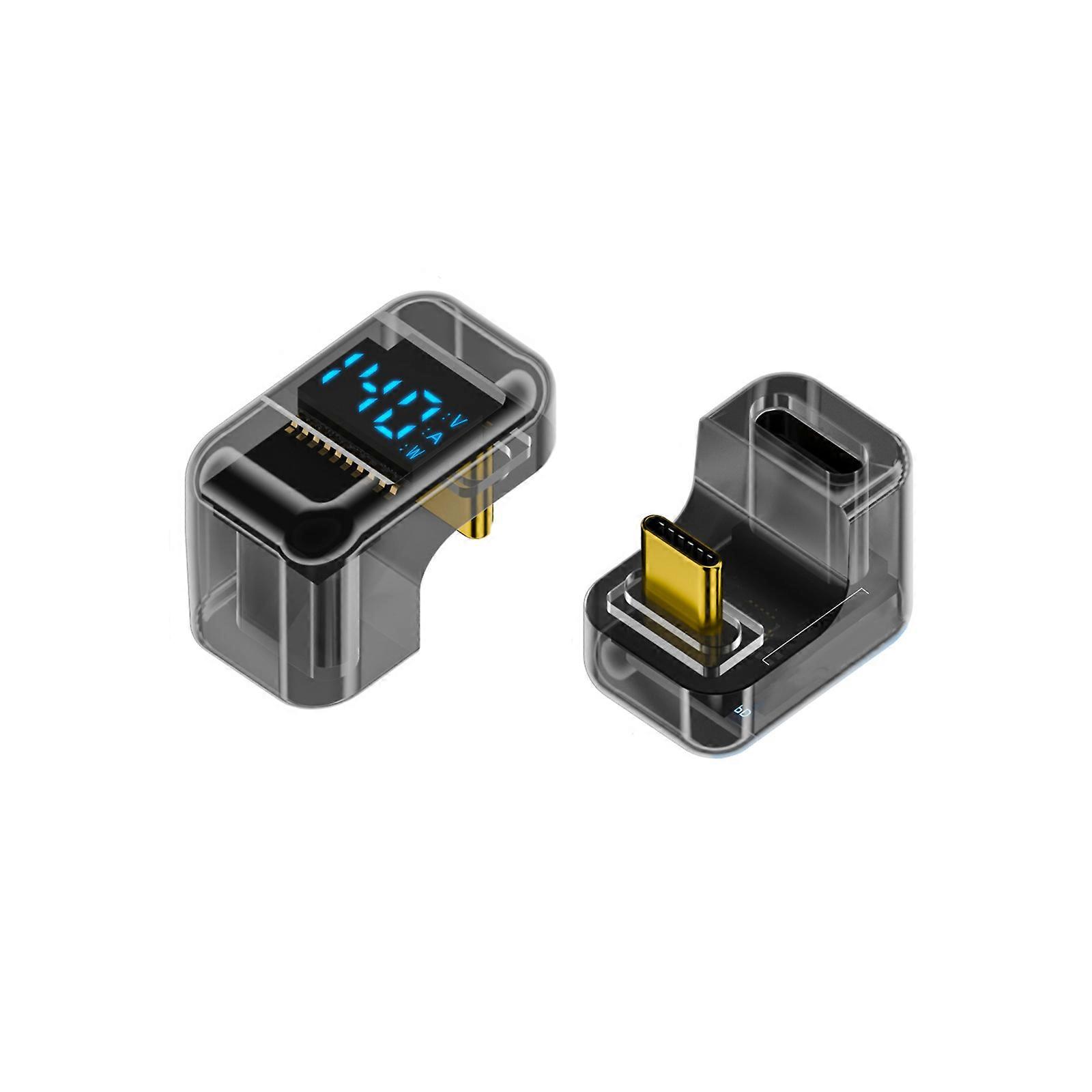 USB Type C Converters USB C Adapter with Digital Readout, Enhances Flexibility with 180°Elbow Design USB C Extender  light black