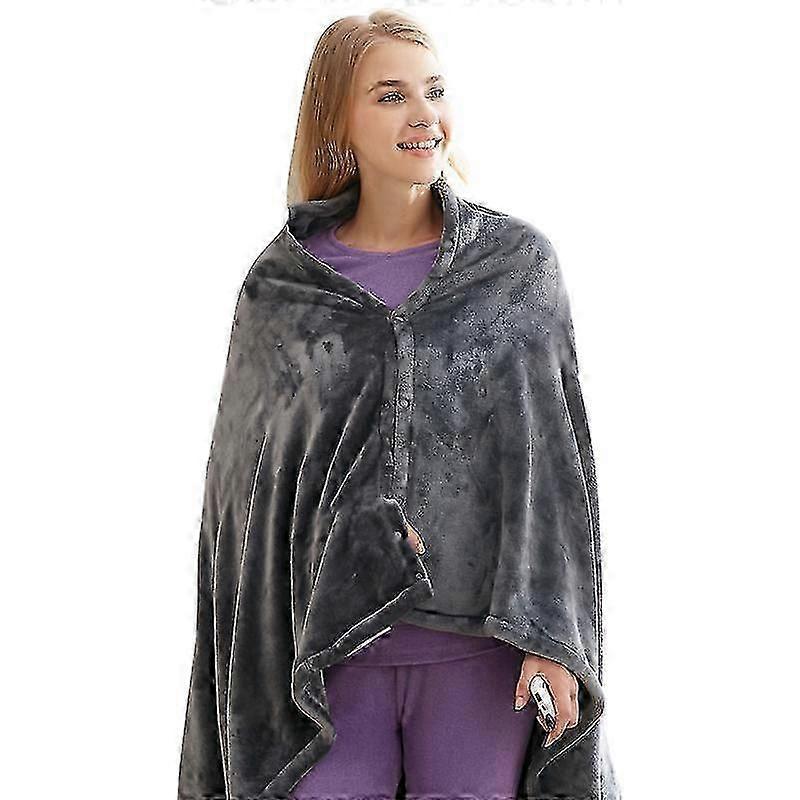 USB Electric Heating Blanket Warm Shawl Coral Fleece Plush 3-speed Adjust Temperature Winter Large 150x80cm Zipper Washable
