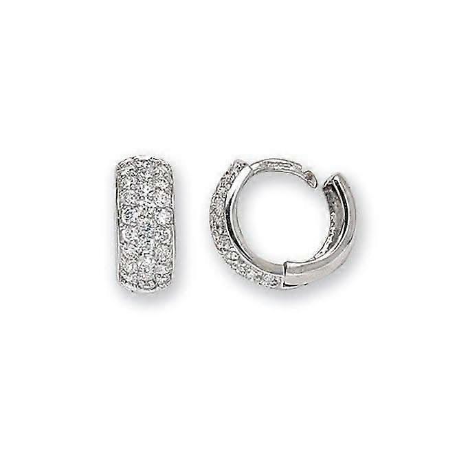 9ct White Gold Hinged Zirconia Earrings ER024W