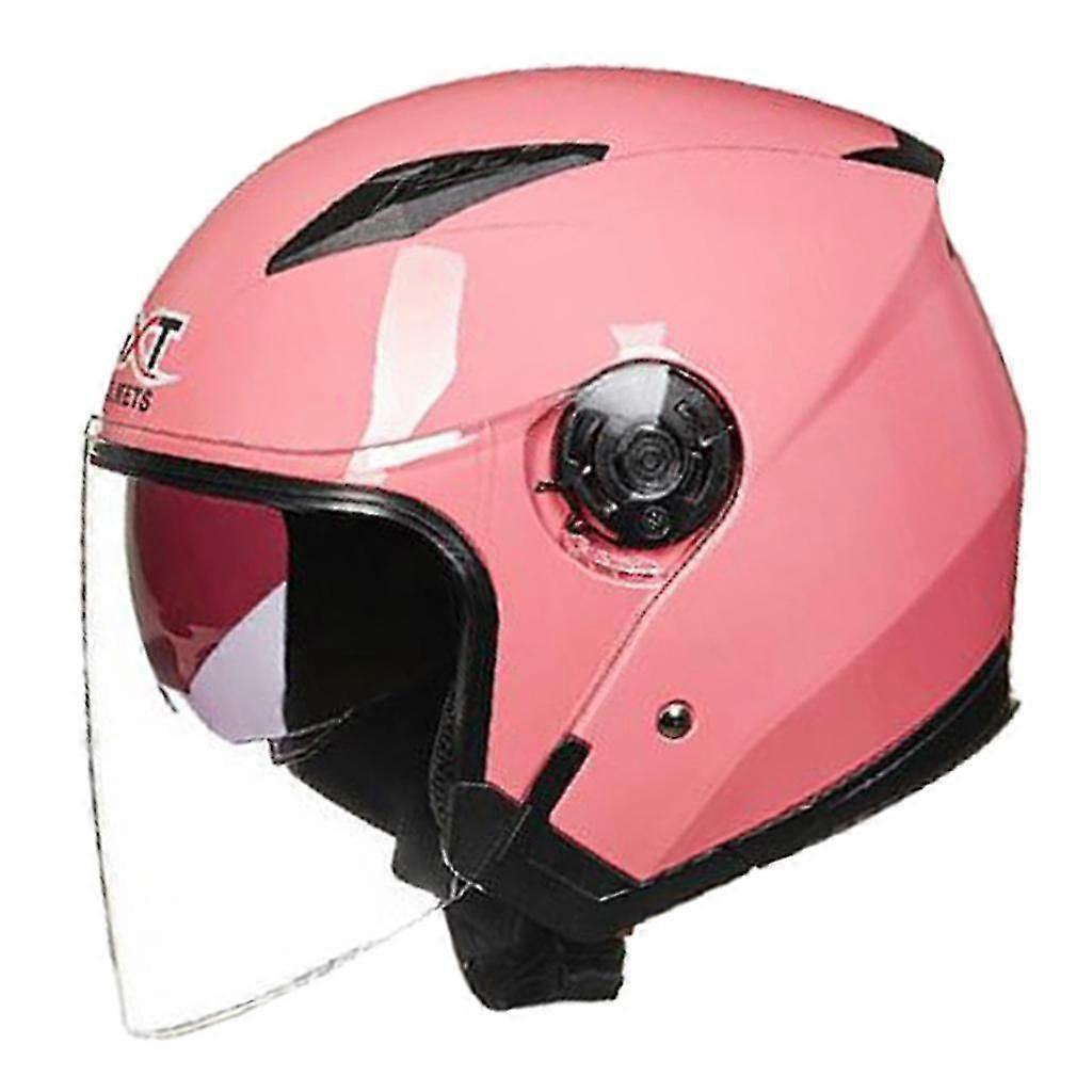 Motorbike Helmet Half Face Daul Visor Helmet UV Protection Pink L