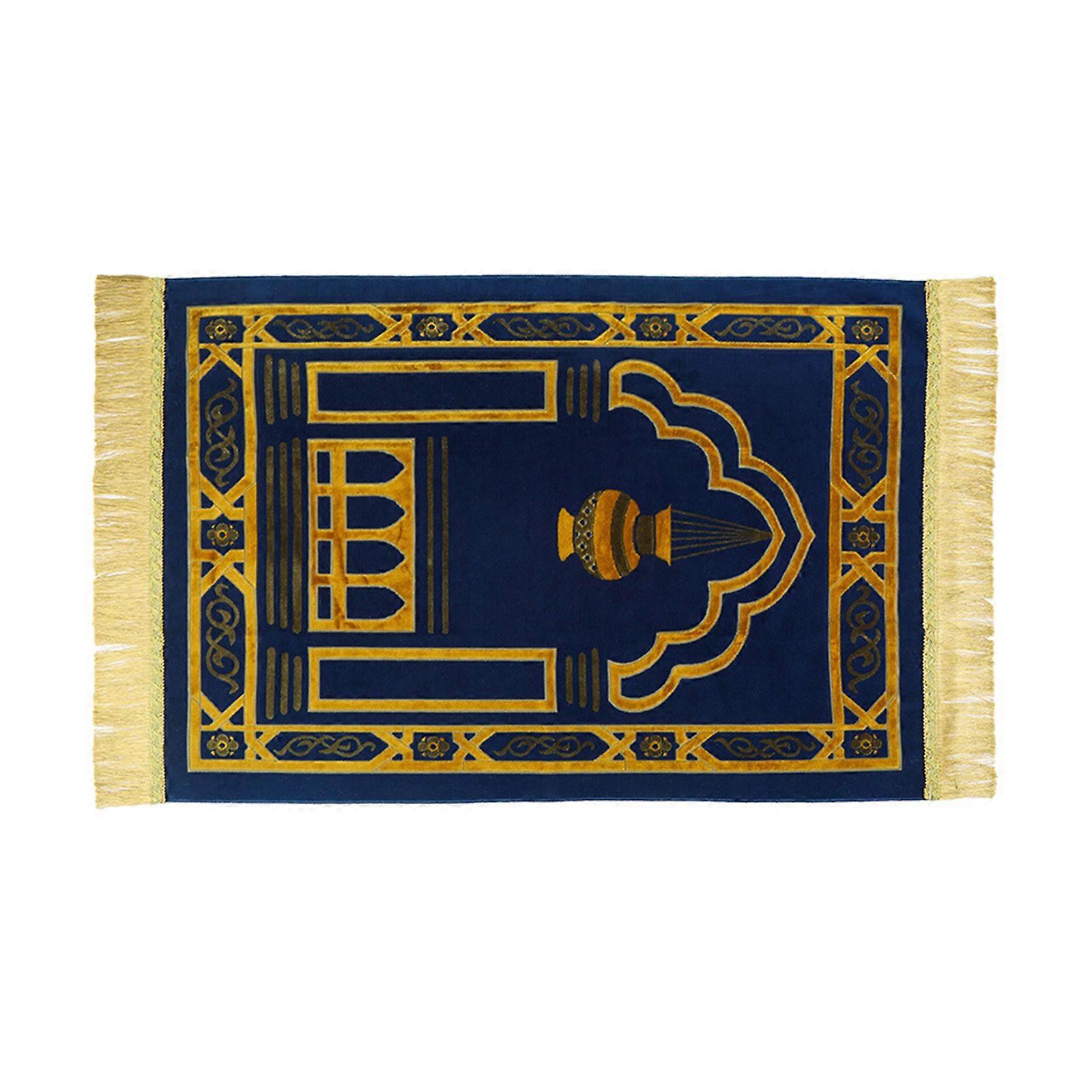 イスラム教徒の祈りの床マット柔らかい寝室の床の家のランドリールームマット滑り止めカーペット隠されたブルーゴールド