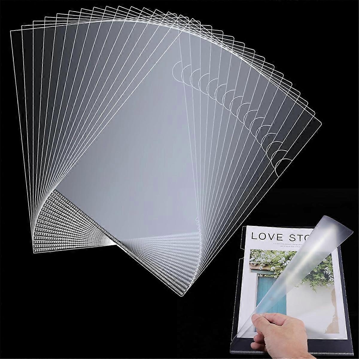60pcs Plastic Clear File Folders L Shape Copy Security Project Folders Paper Sleeve Folders for A4 /