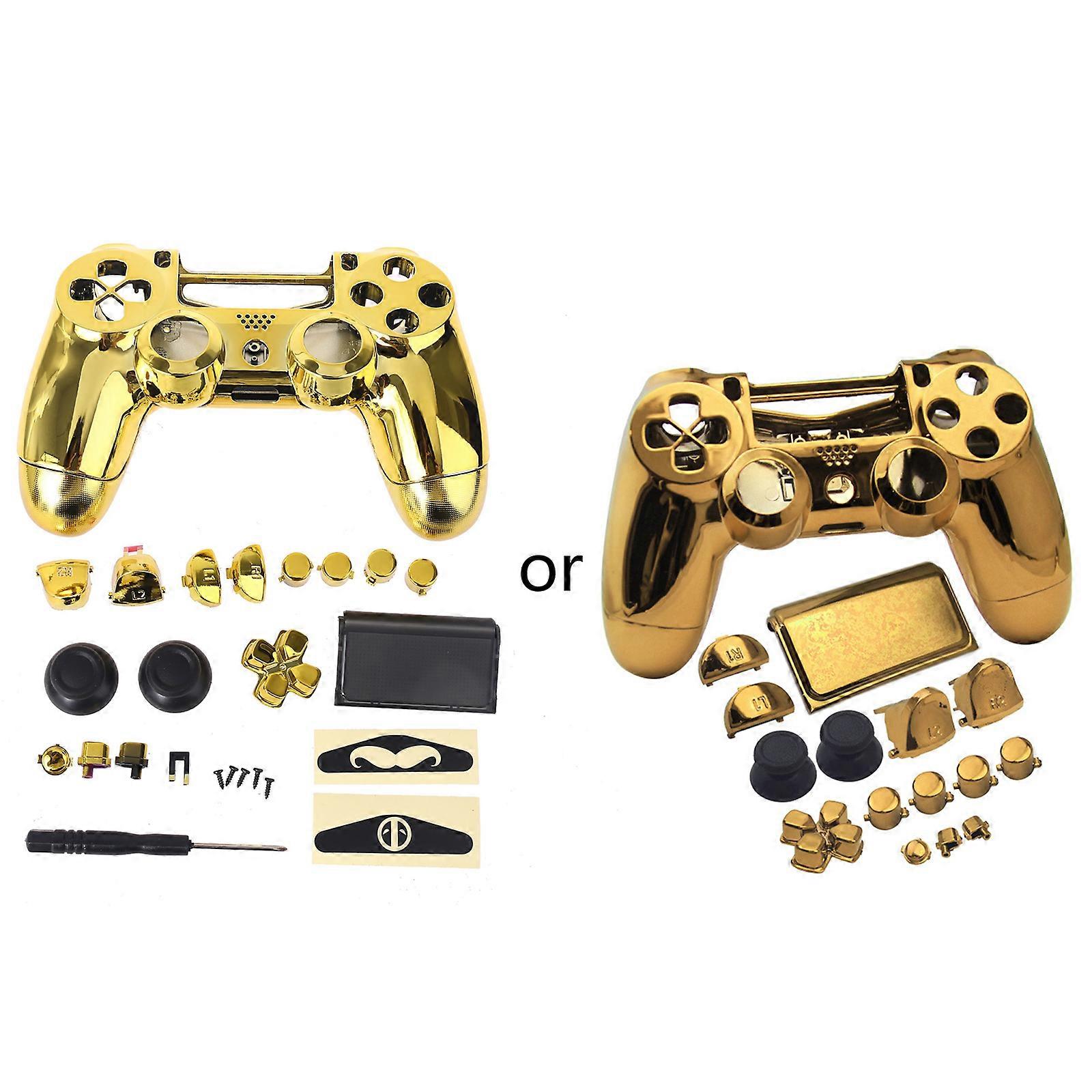 For  Slim Controller Chrome Plating Full Housing for Shell Cover for Case With Buttons Game Controller Gamepad Accessori  Gold