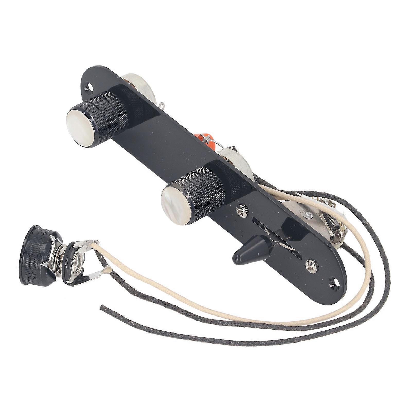 Fully Loaded 3-Way Volume Tone Control Plate Harness for Tele Black