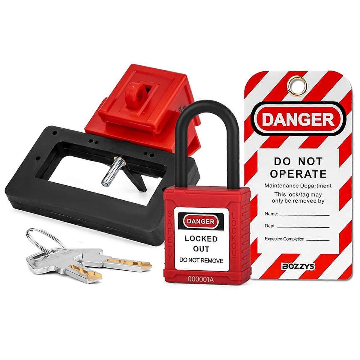 Medium Clip-on Circuit Breaker Lockout Device with Lotopad Lock and Tag for 480/600V Clamp-on Break