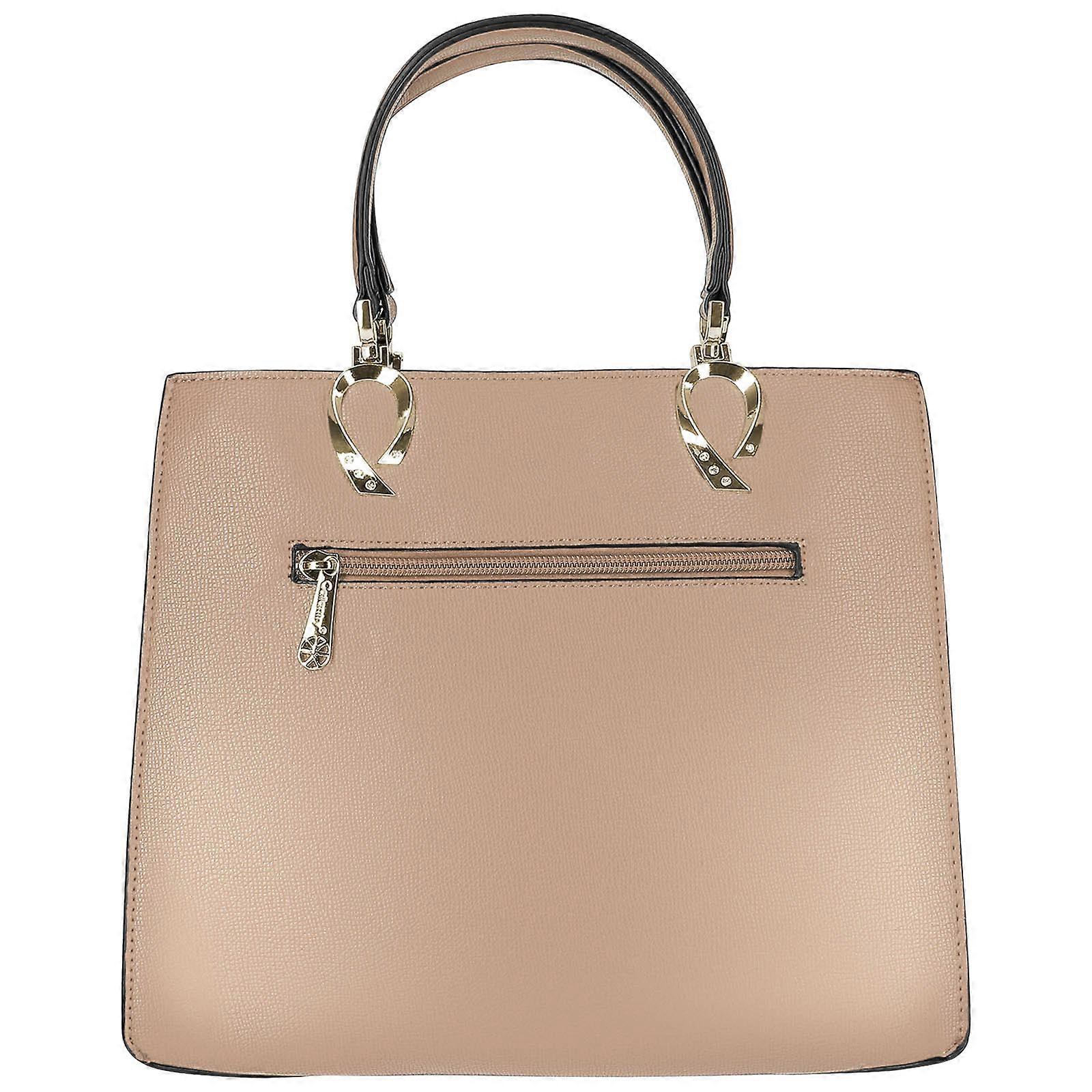Grained faux leather handbag with shoulder strap