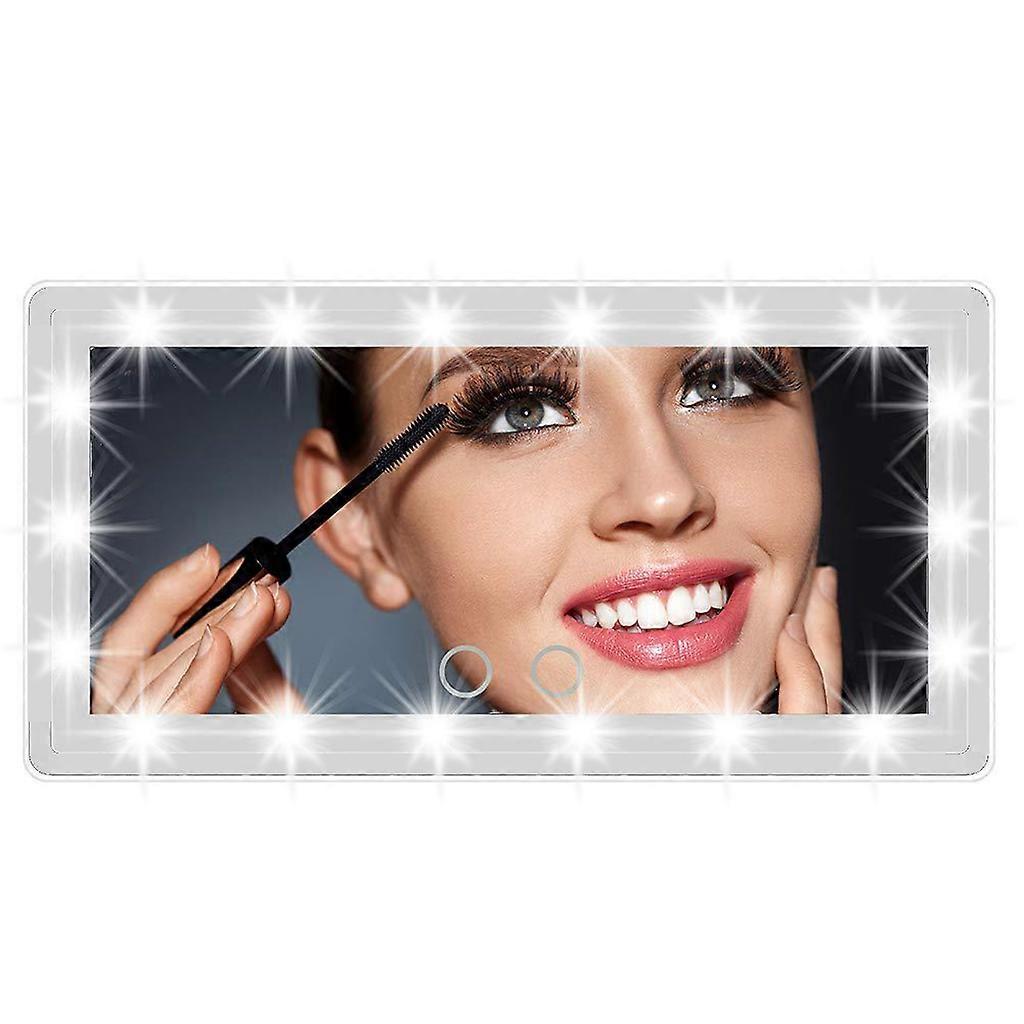 Automotive Vanity Mirror with 60 LED Lights All Purpose Vehicle USB Charge for Touch Screen Travel Vanity Mirror  Big