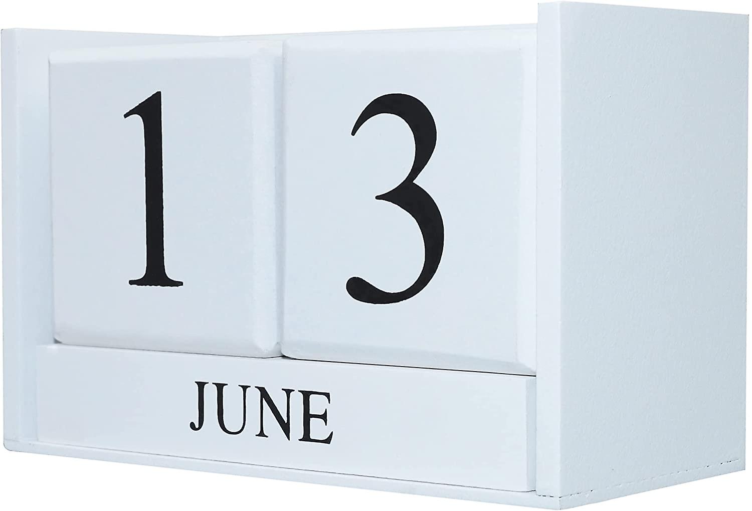 Calendrier Perpétuel En Bois De Bureau - Cubes Date Et Mois, Décoration Vintage - 4