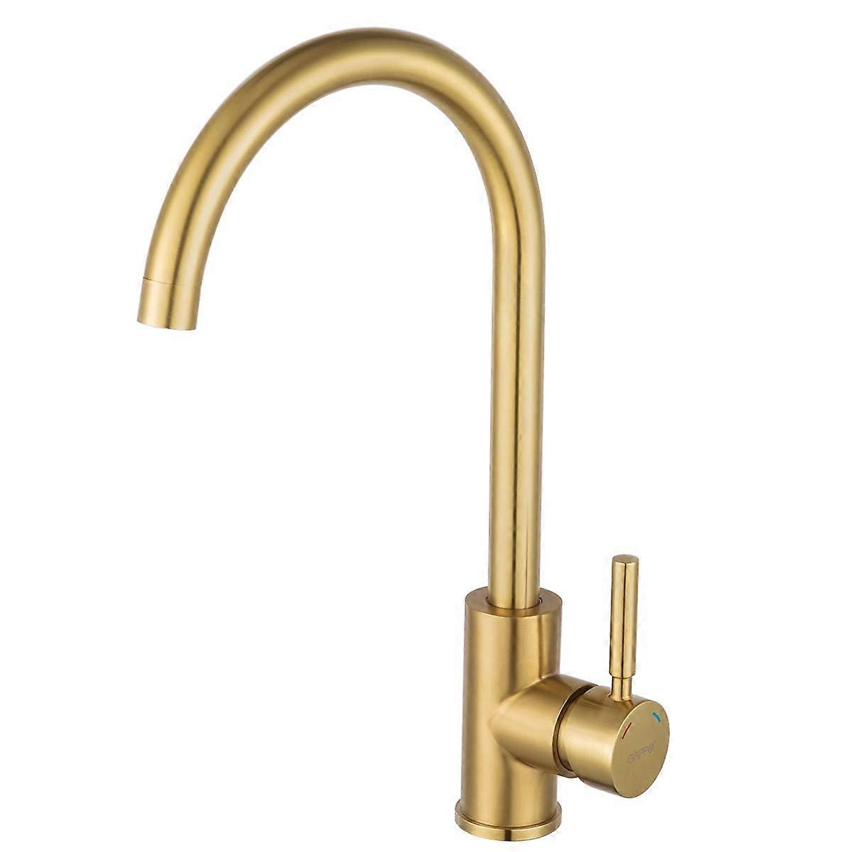 Bar Kitchen Sink Faucet Brushed Gold Finish 360-Degree Swivel Single-Handle For Kitchen And Prep Sinks