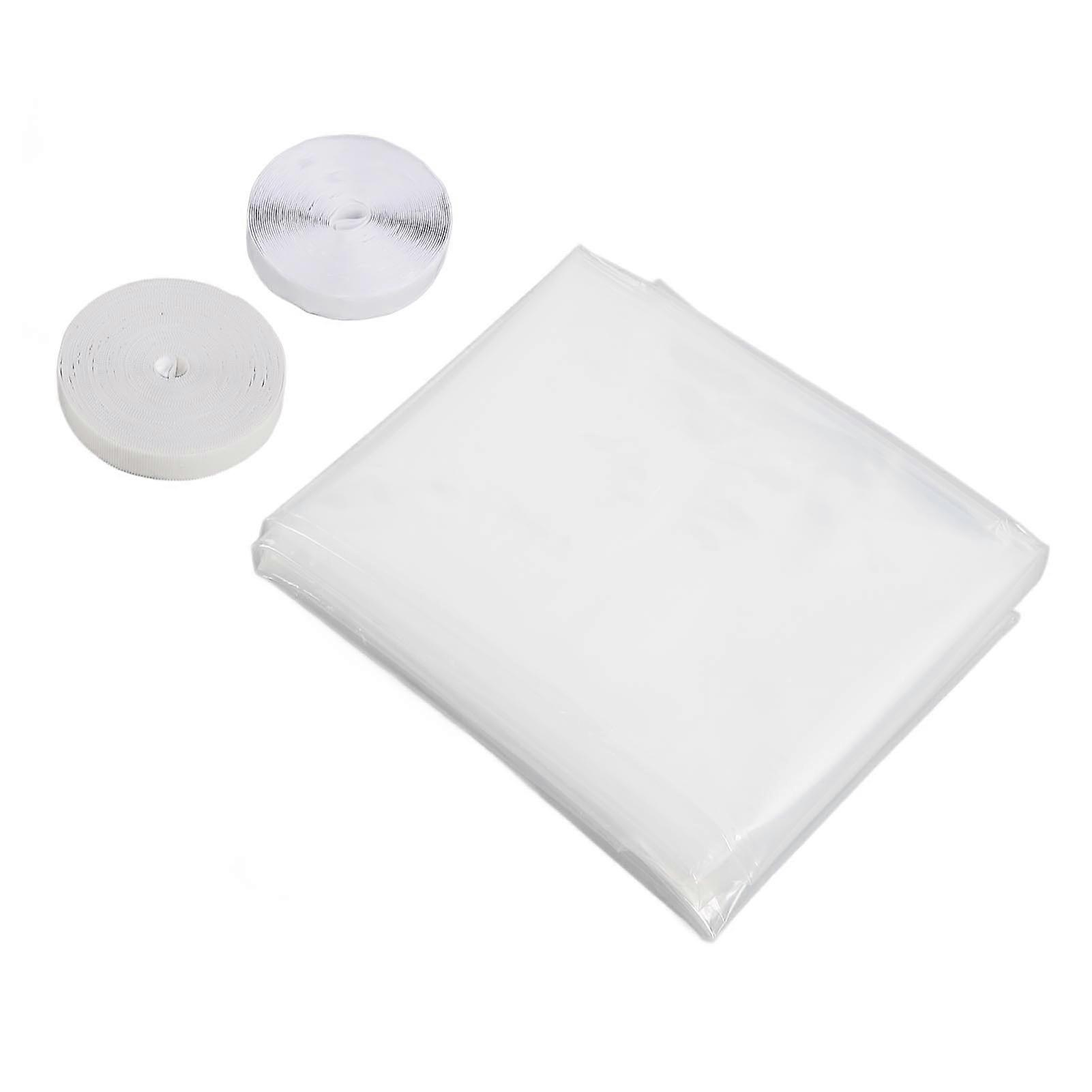 Indoor Window Insulation Film Back Adhesive Hook Loop Fasteners Reusable Cuttable Transparent Thick Window Film for Winter 