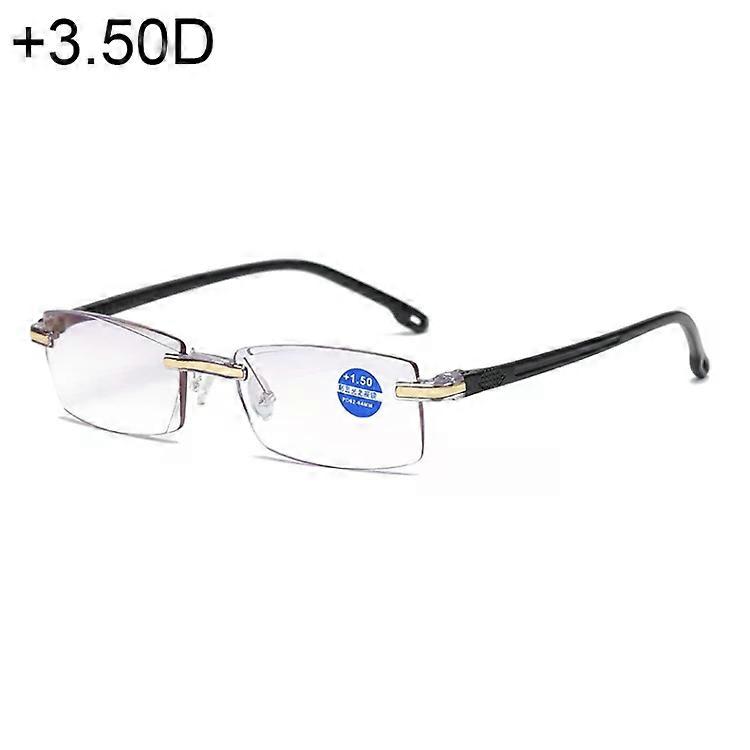 Rimless Presbyopic Glasses-Anti Blue-ray +3.50D Black Lenses by Black