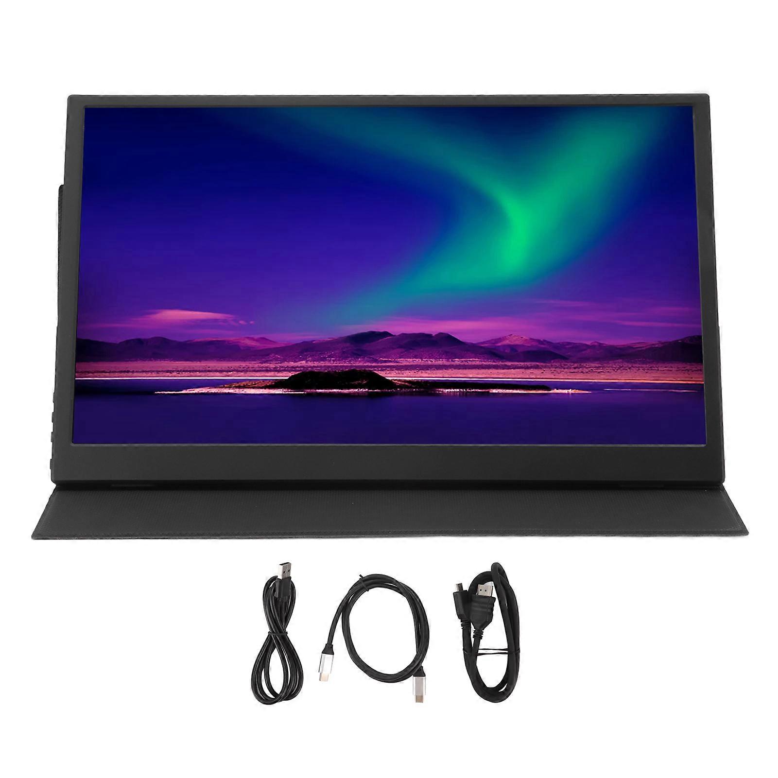 2K Portable Monitor 1920x1080 IPS 15.6in Portable Monitor Split Screen Processing Portable Monitor with PU Leather Case