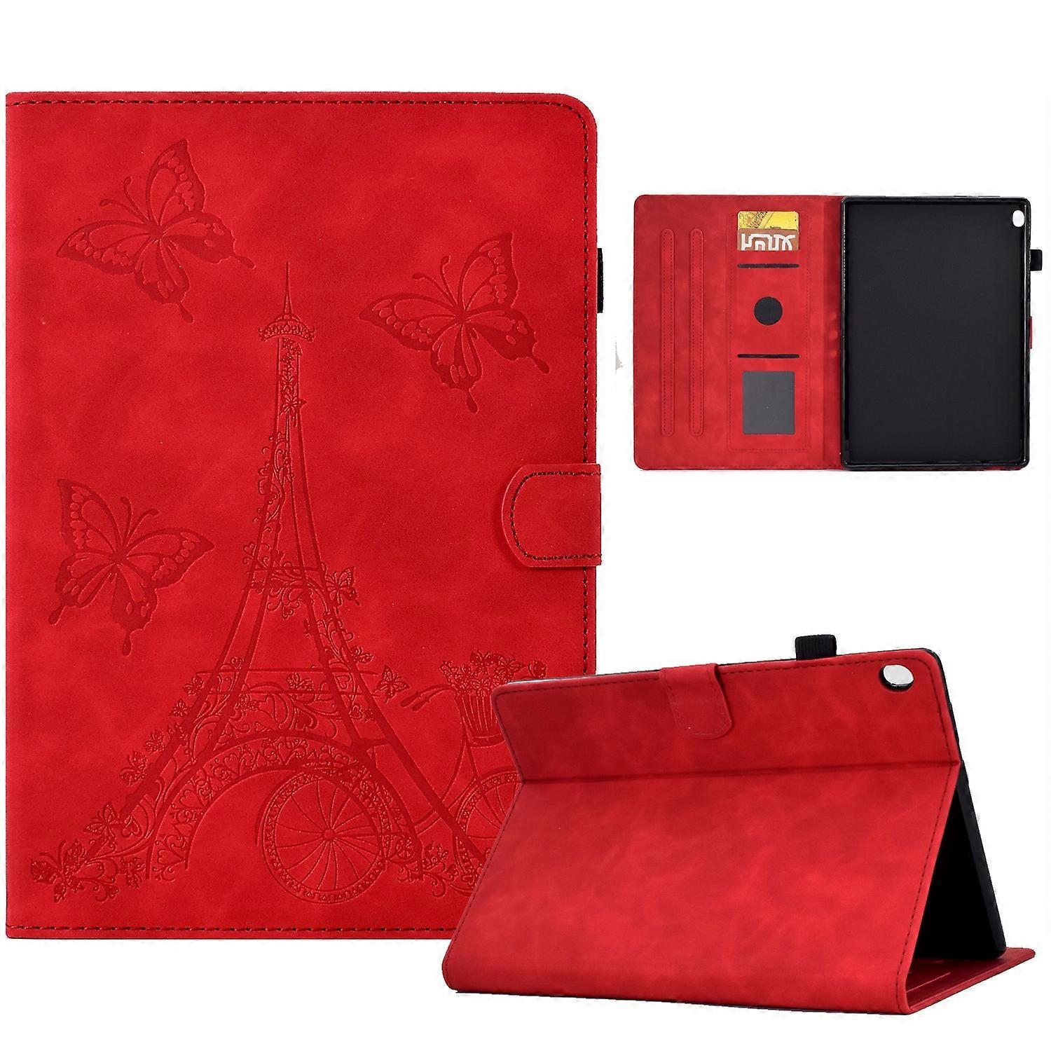 For Lenovo M10 Tower Embossed Leather Smart Tablet Case