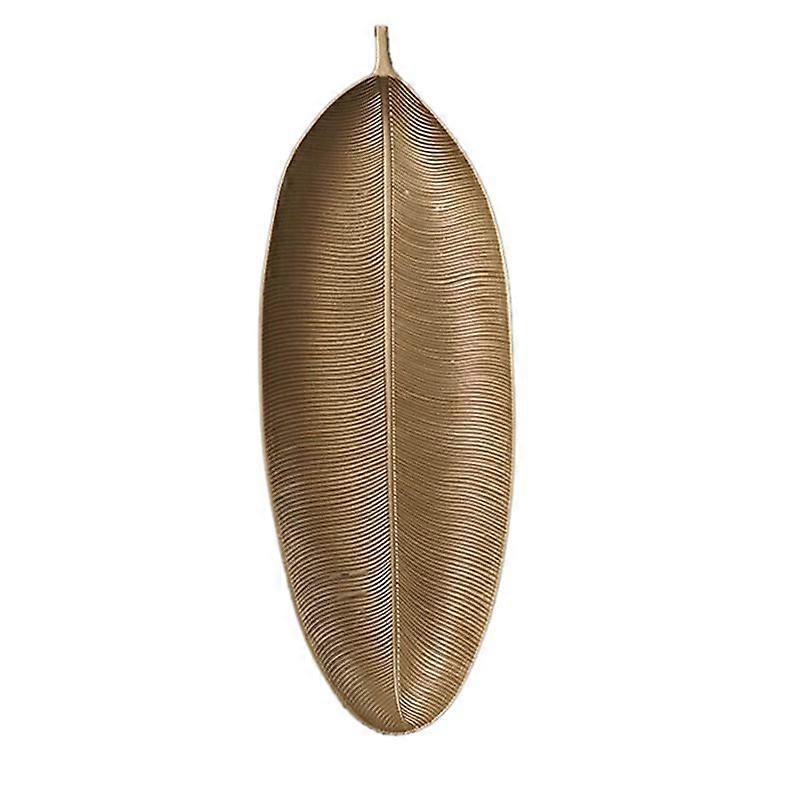 Nordisk dekorativt brett Gullblader Form Serveringsbrett Smykker Pall Frukt Snack Dish Table Storage Organizer (liten)