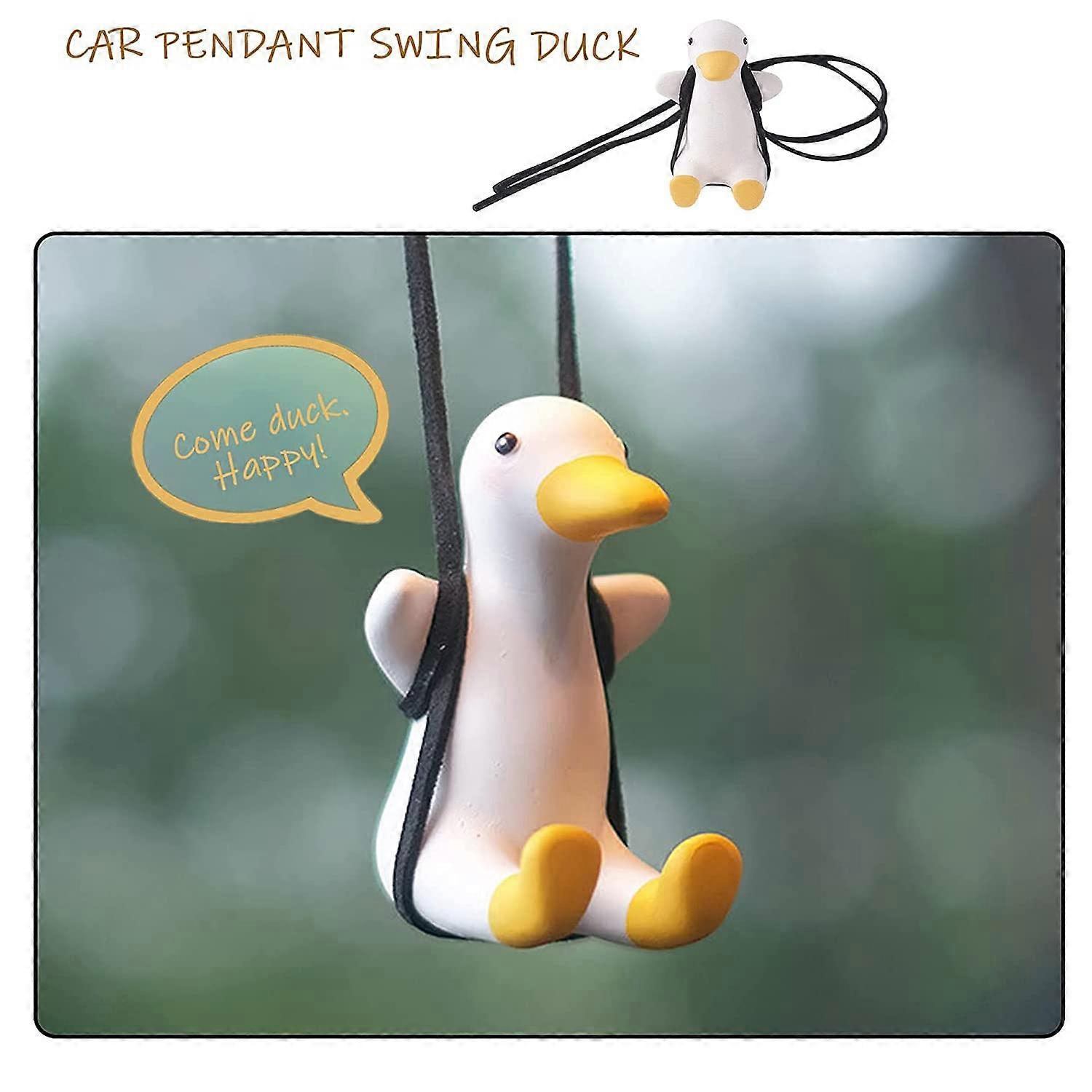Swinging Duck Car Pendant Cute Flying Duck Anime Car Mirror Hanging Ornament