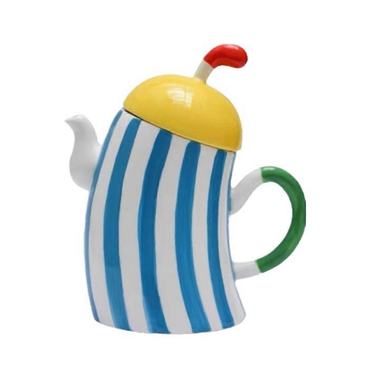 Cute Ceramic Teapot With Tea Infuser Hole ,Akimbo Handle