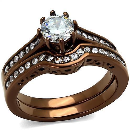 Stainless Steel Ring AAA GRD CZ Clear TK1330LC for Women Style Coffee