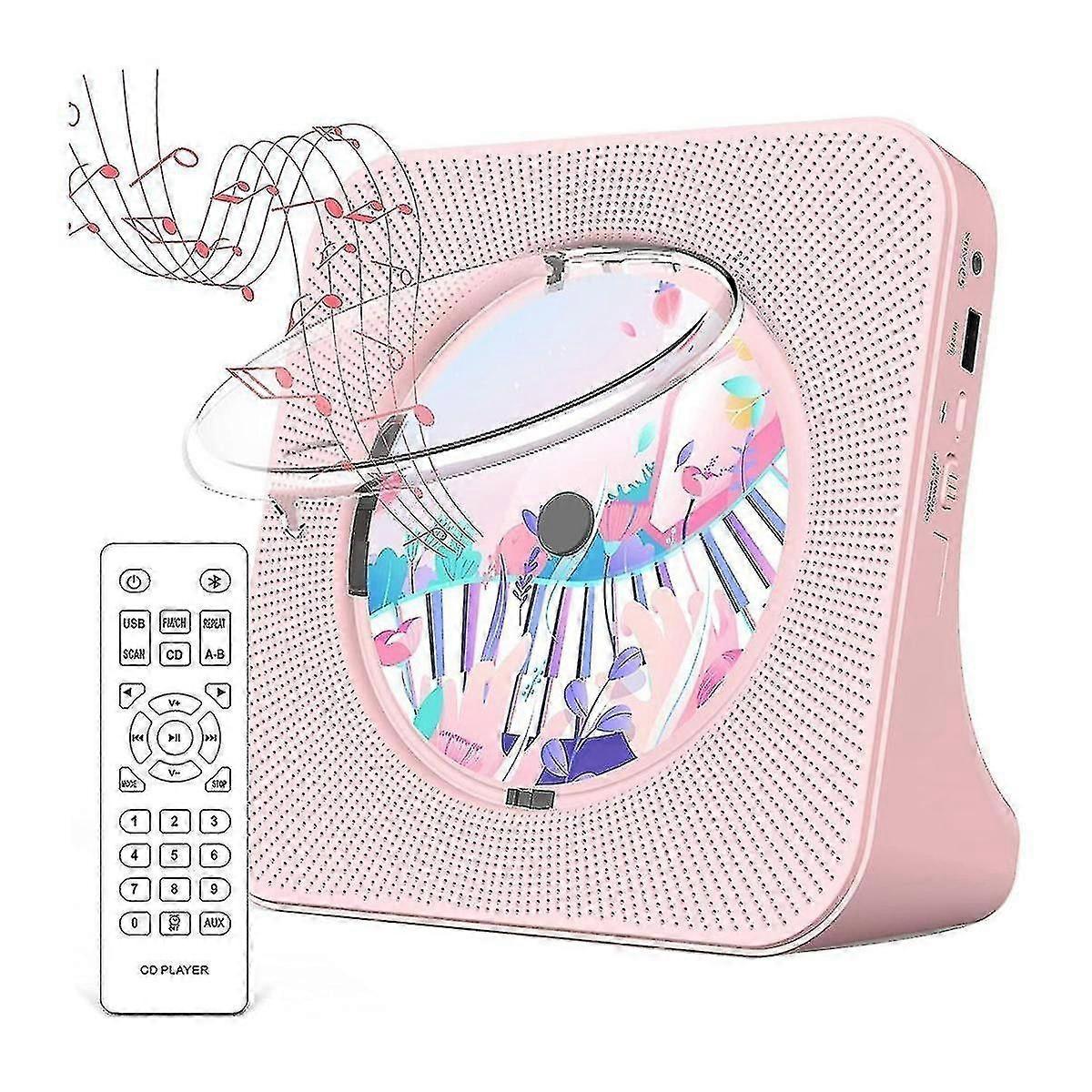 Portable Bluetooth 5.0 Cd Player, Hi-Fi Speaker, Rechargeable Cd Music Player with Remote Control for Household Plug