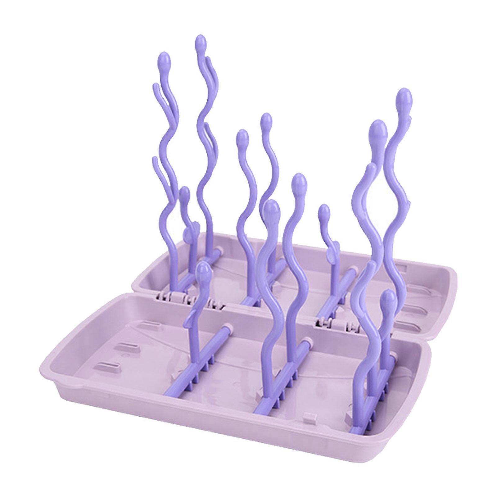 Baby Bottle Drying Rack PP Safe Foldable Portable Baby Bottle Countertop Drain Rack