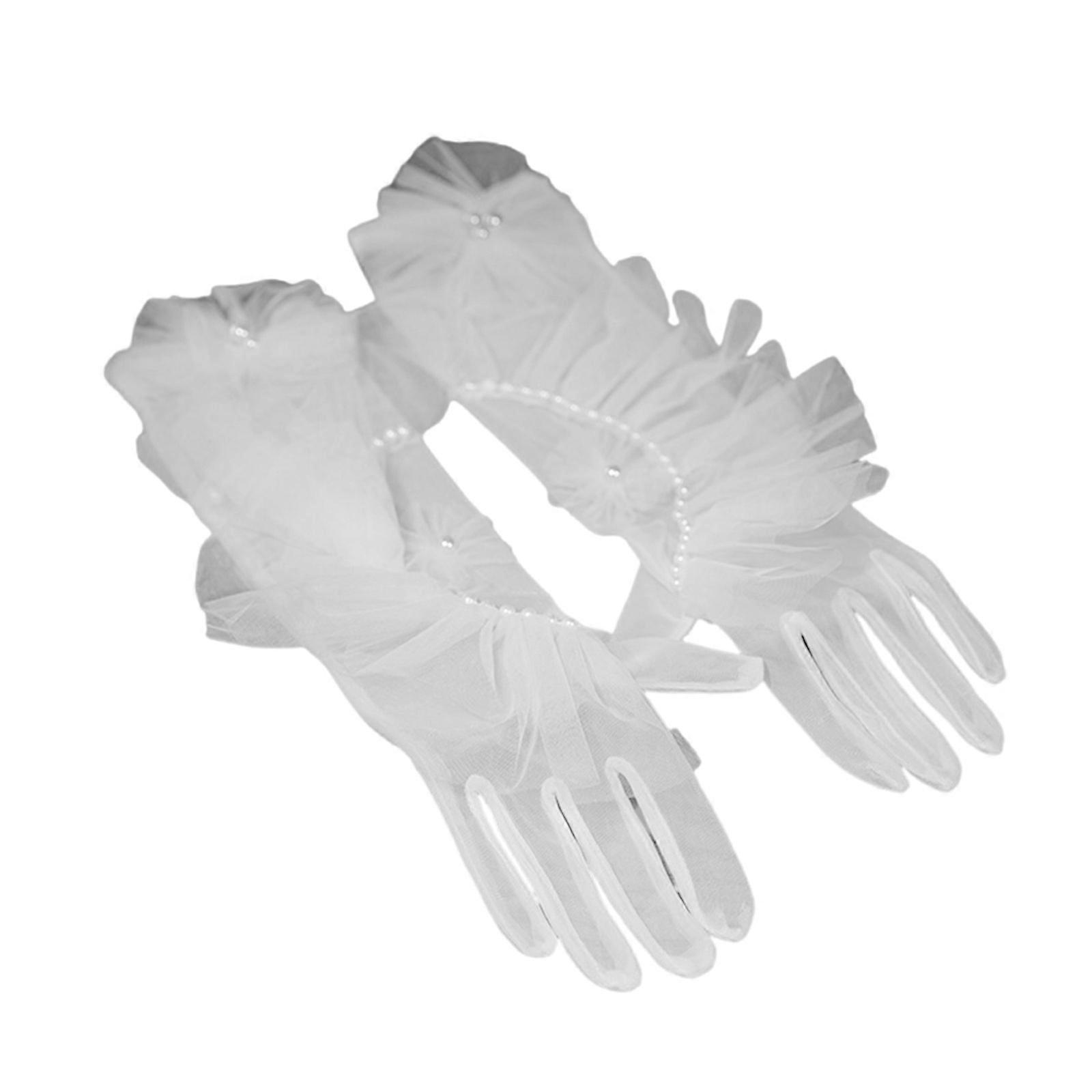 女性のためのイブニングドレスパールグローブレディフルフィンガーフリルグローブウエディンググローブレディースグローブ1920年代の女性グローブ