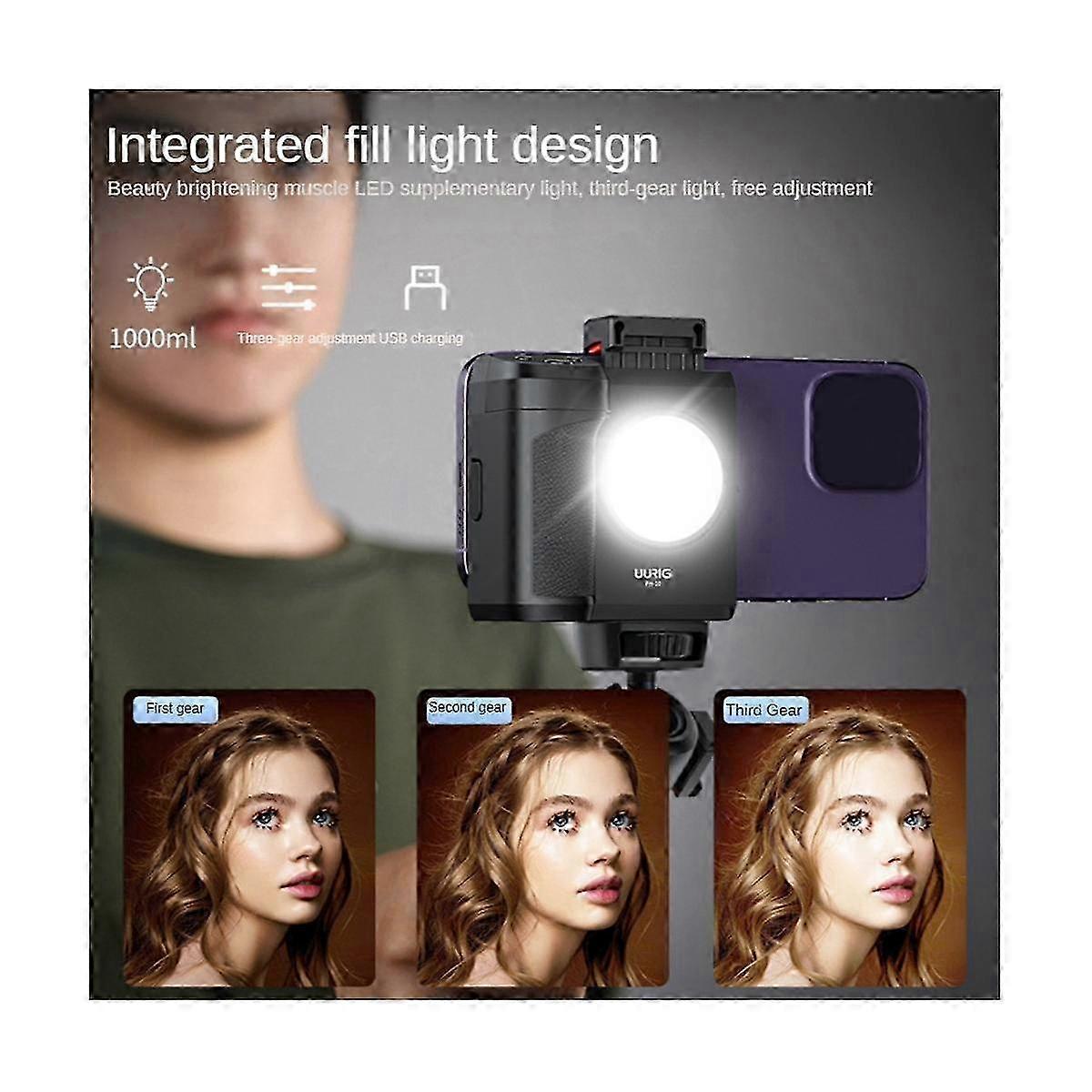 Handheld Blue Tooth Mobile Camera Handle Button Phone Tripod Mount Holder Remote Control with Fill