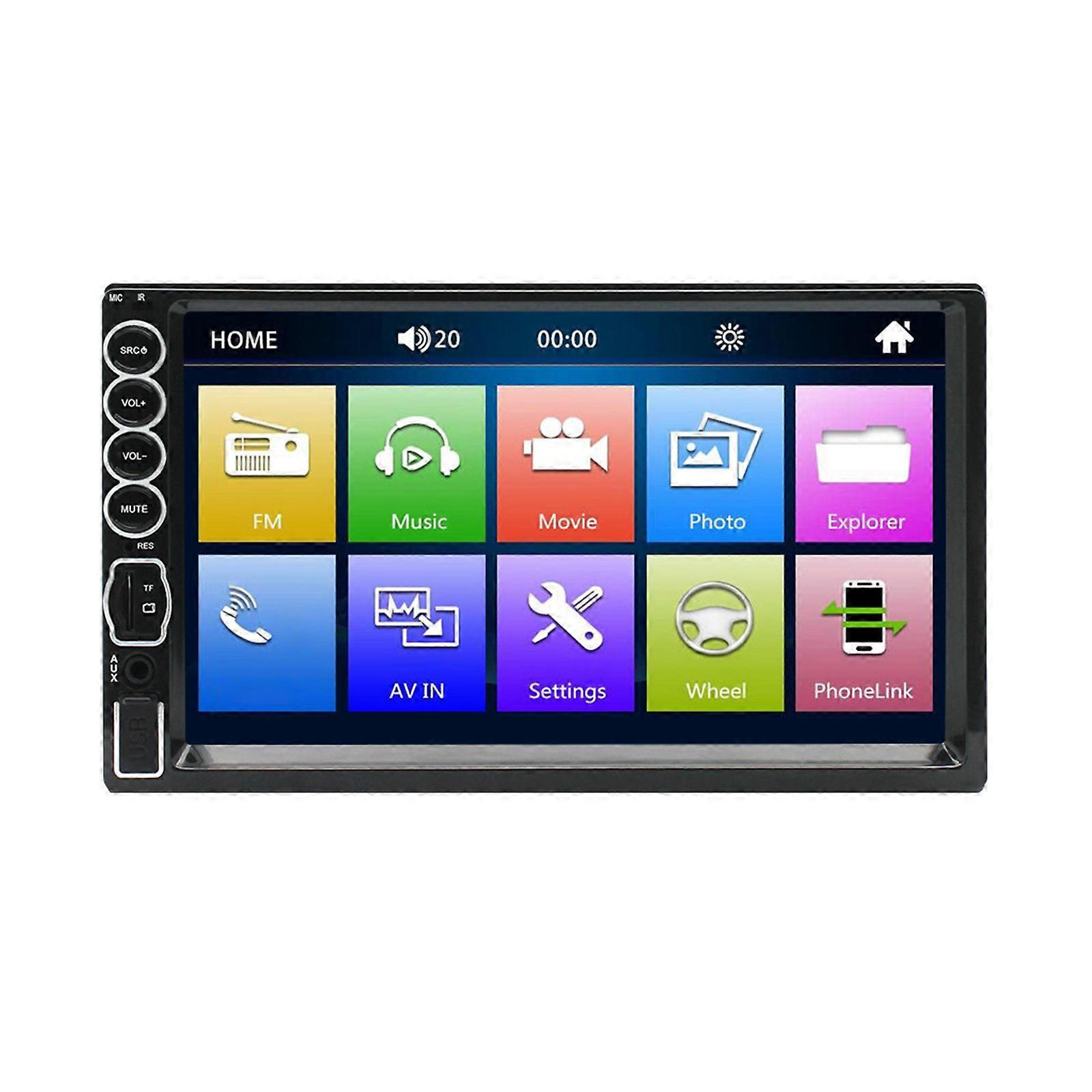 Car Stereo 7 Inch Car Radio Bluetooth-compatible Steering Wheel Control USB/TF/AUX Input with Seven-Color Backlight