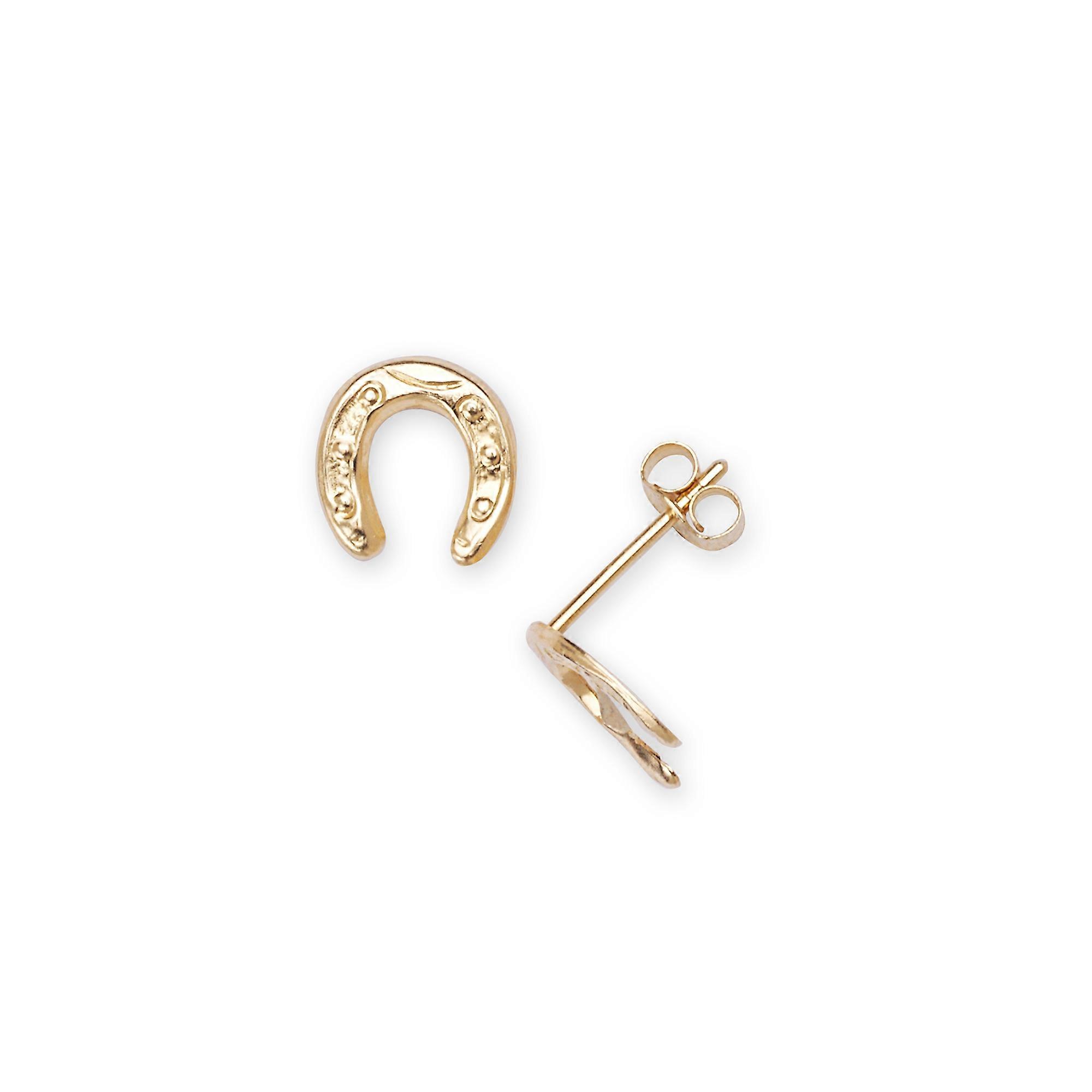 14k gult gull hest sko form stempling øredobber 8x7mm stud øredobber