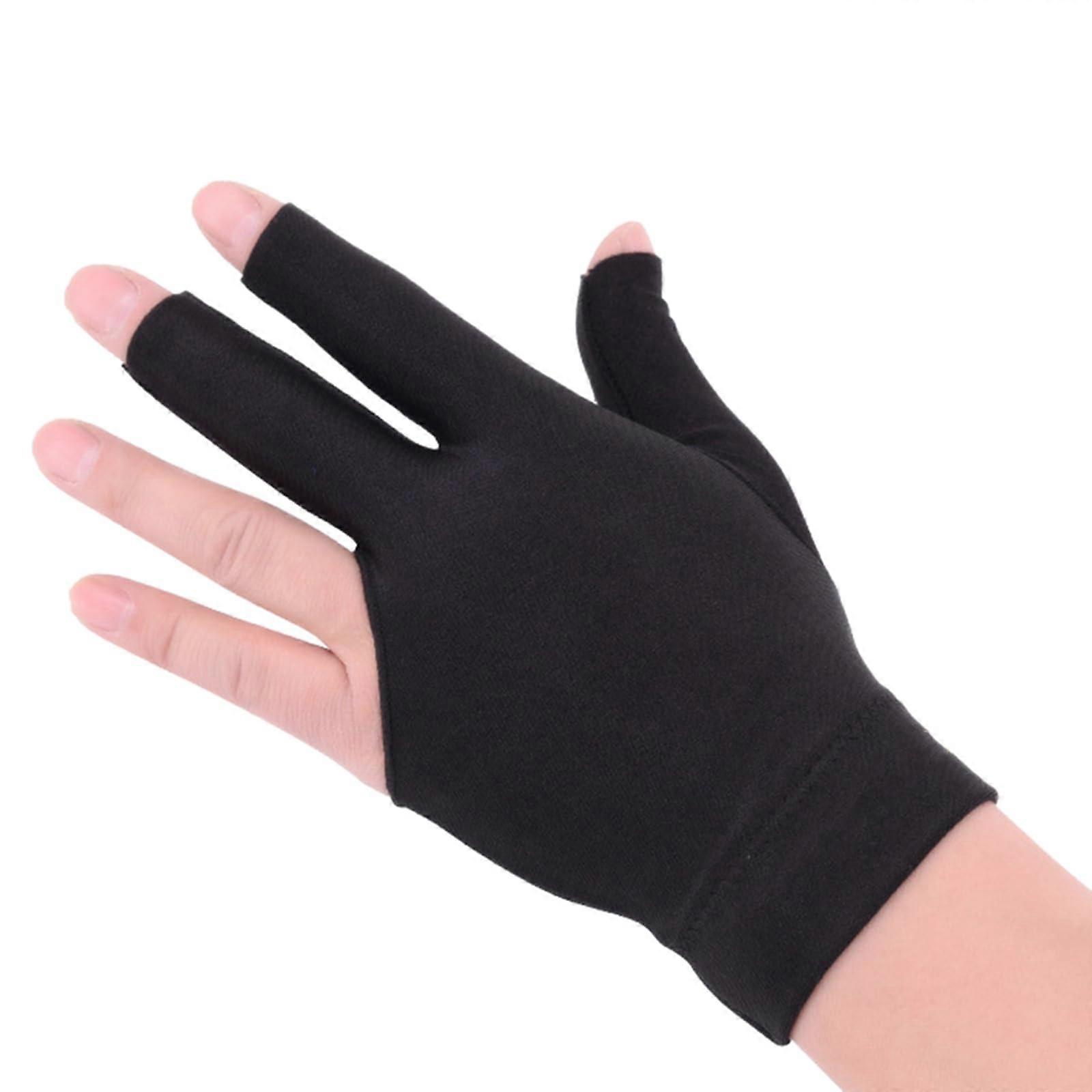 Billiard gloves, multicolored, threefinger cue pool gloves for women and men, black
