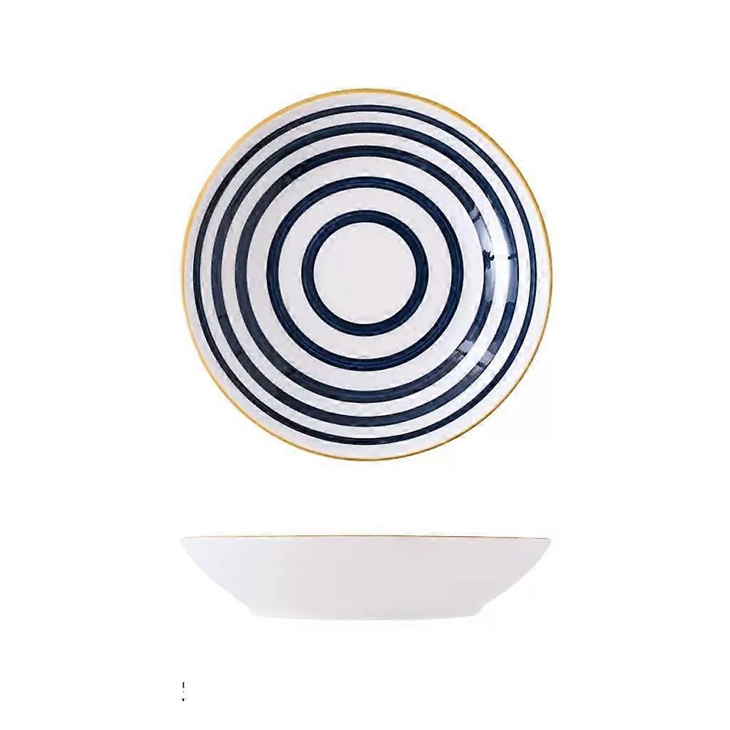 Soup bowl, vegetable plate, ceramic, simple deep plate, salad plate, twopart vegetable salad bowl (color: A, size: L)