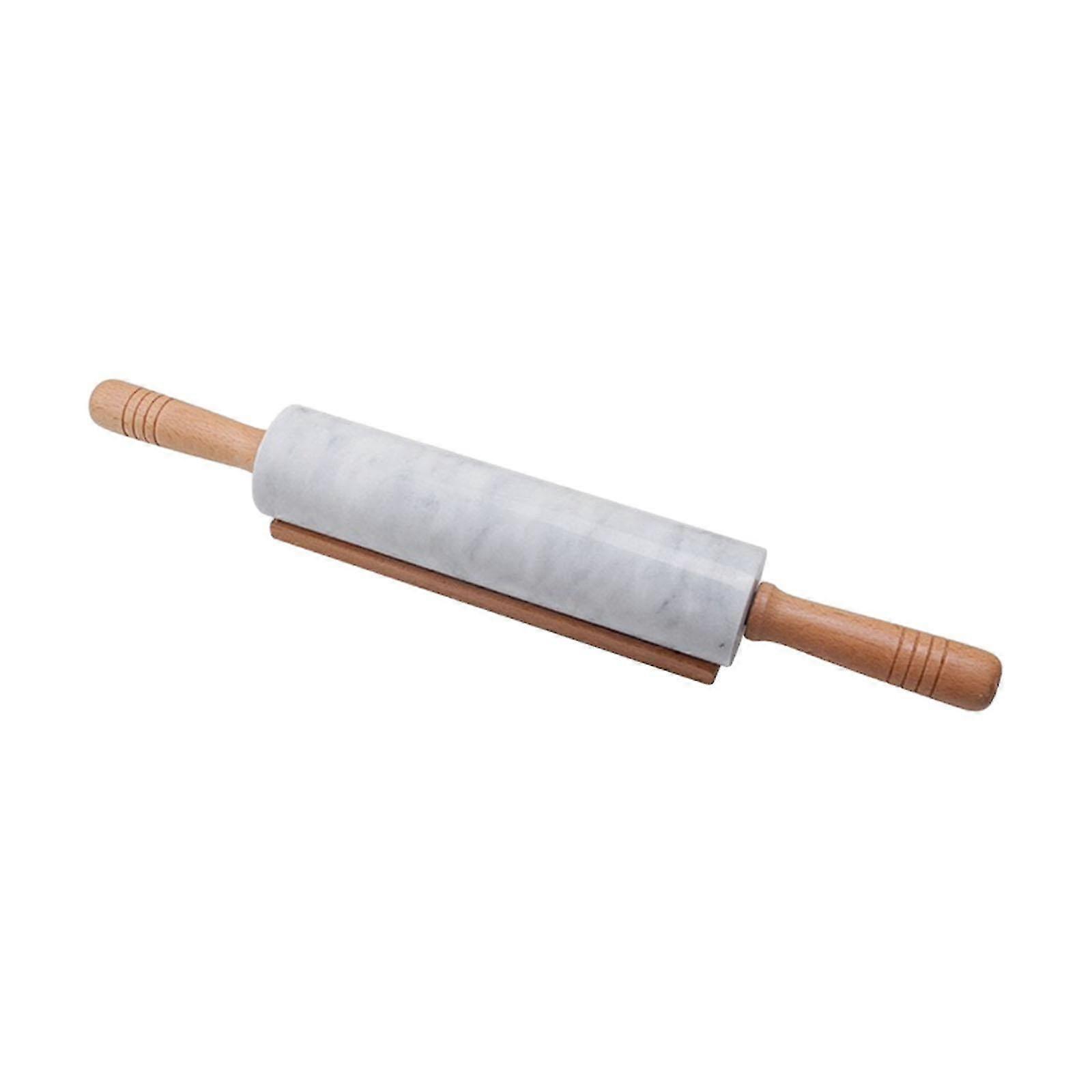 Marble Pastry Rolling Pin with Wooden Handle and Base, Nonstick Design for Easy Rolling, Ideal Gift for Mother's Baking Needs, Perfect for N