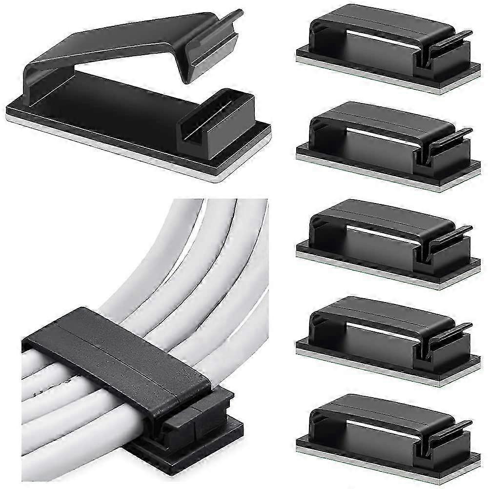 30 Pcs Self Adhesive Cable Clips (46 x 18 mm, Suitable for Various Cables, Black)