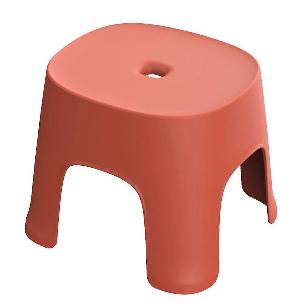 Red Plastic Step Stool with Non Slip Feet, Lightweight and Compact for Home, Bathroom, and Shoe Use