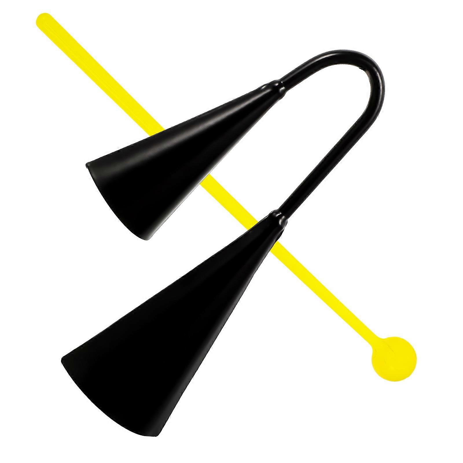 Metal Double Cowbells with Wooden Hammer – Compact Iron Musical Instrument for Outdoor Cheering and Doorbell Use