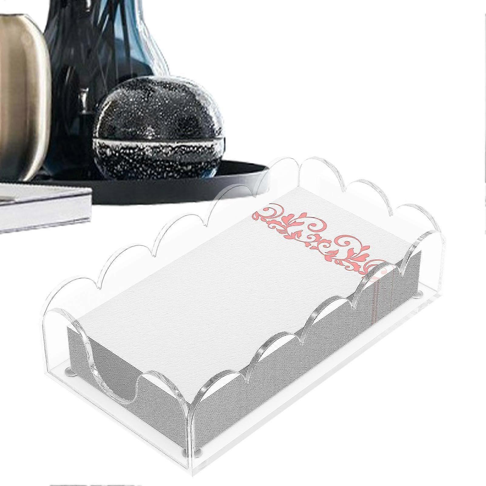 Transparent Napkin Holder with Non-Slip Pads - Clear Towel Tray for Kitchen, Dining Table, Hotel, or Dressing Table