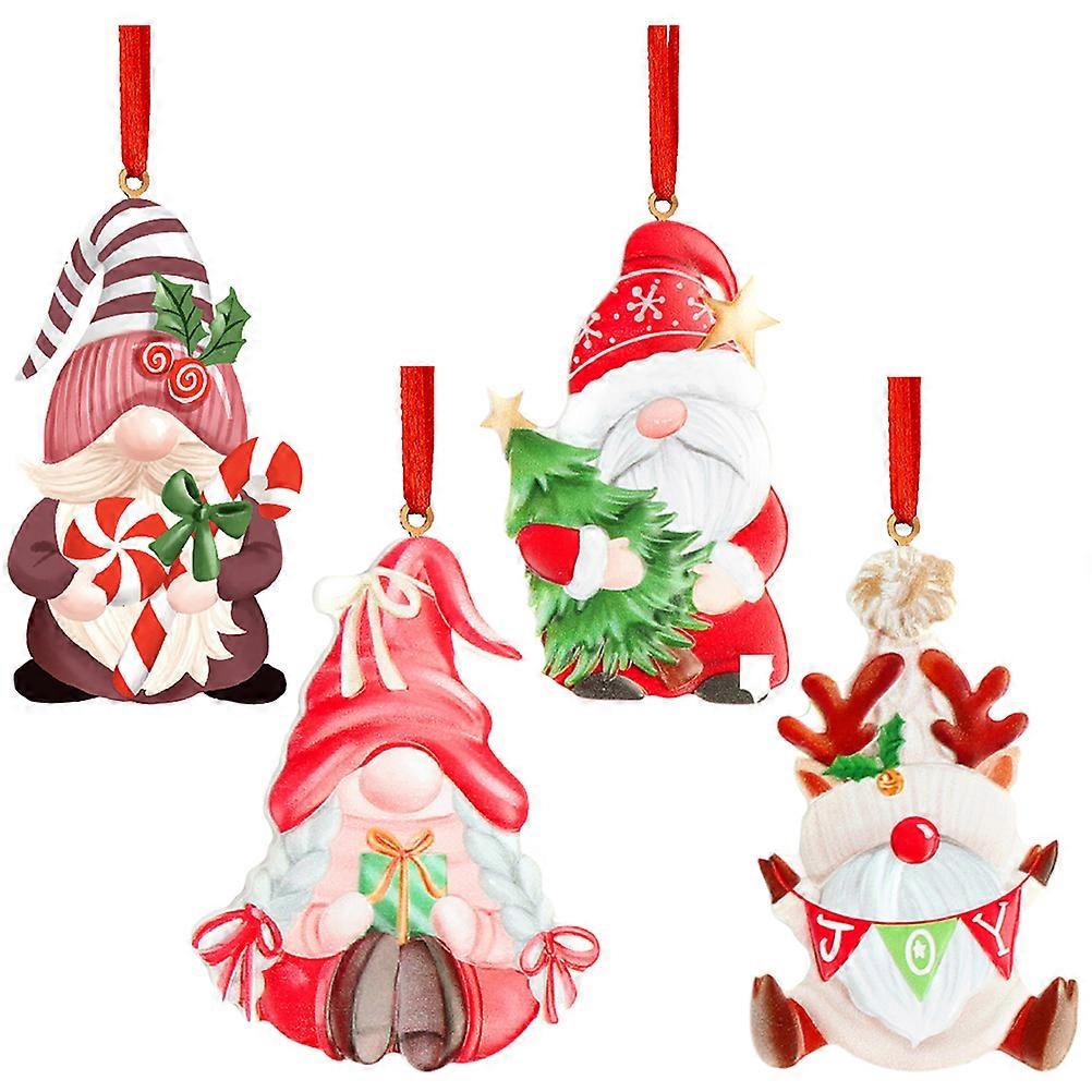 Resin Pendants Christmas Tree Pendant Assorted Color 8.5x5cm Room Decor 4Pcs