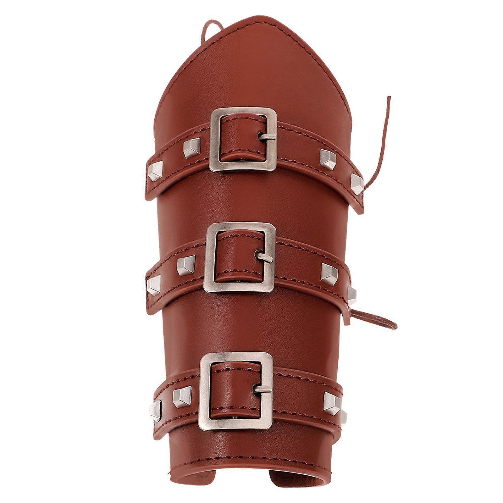 中世のリストバンドアームガード保護コスチュームパーティーブレーサーシェイプブラウン1個