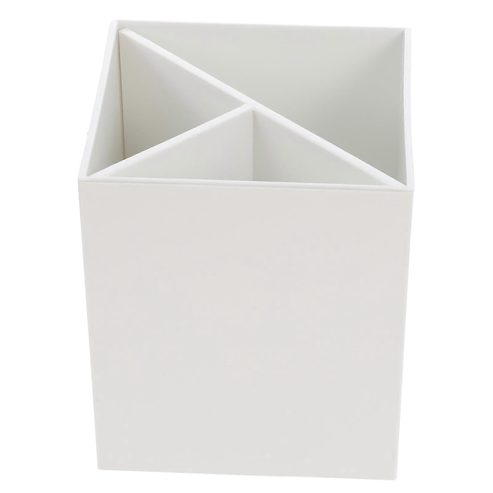 White Plastic Pen Holder for Stationery Storage and Desk Organization Simple Geometric Design