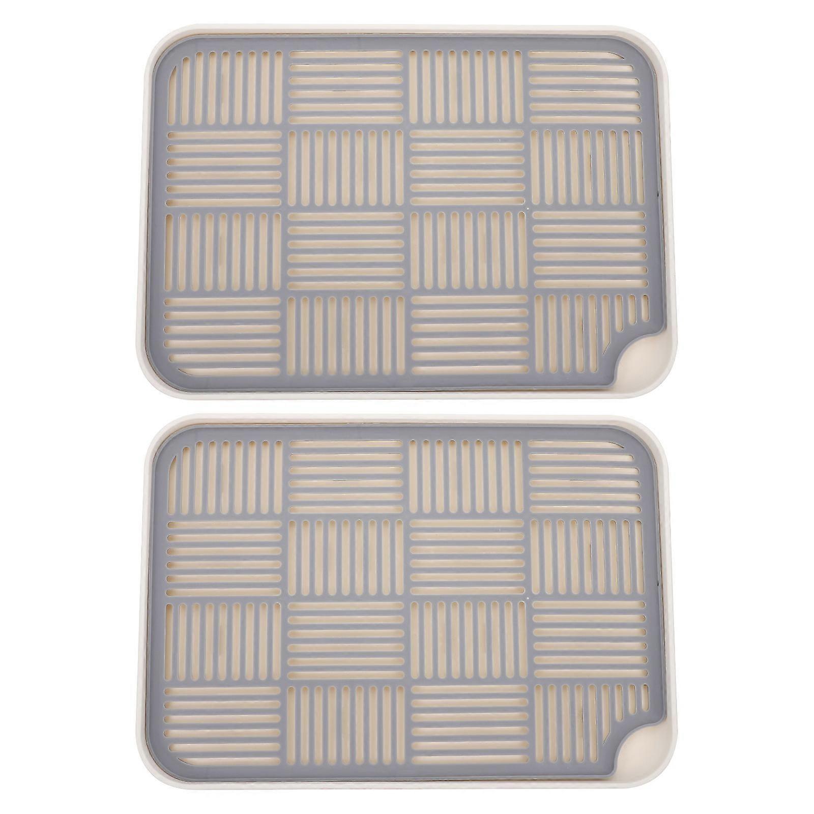 Kitchen Draining Tray, 2 Pack, Multi Purpose Cutlery Water Filter Plate, Double Design for Drying Cups and Plates, Safe Material, Grey and White