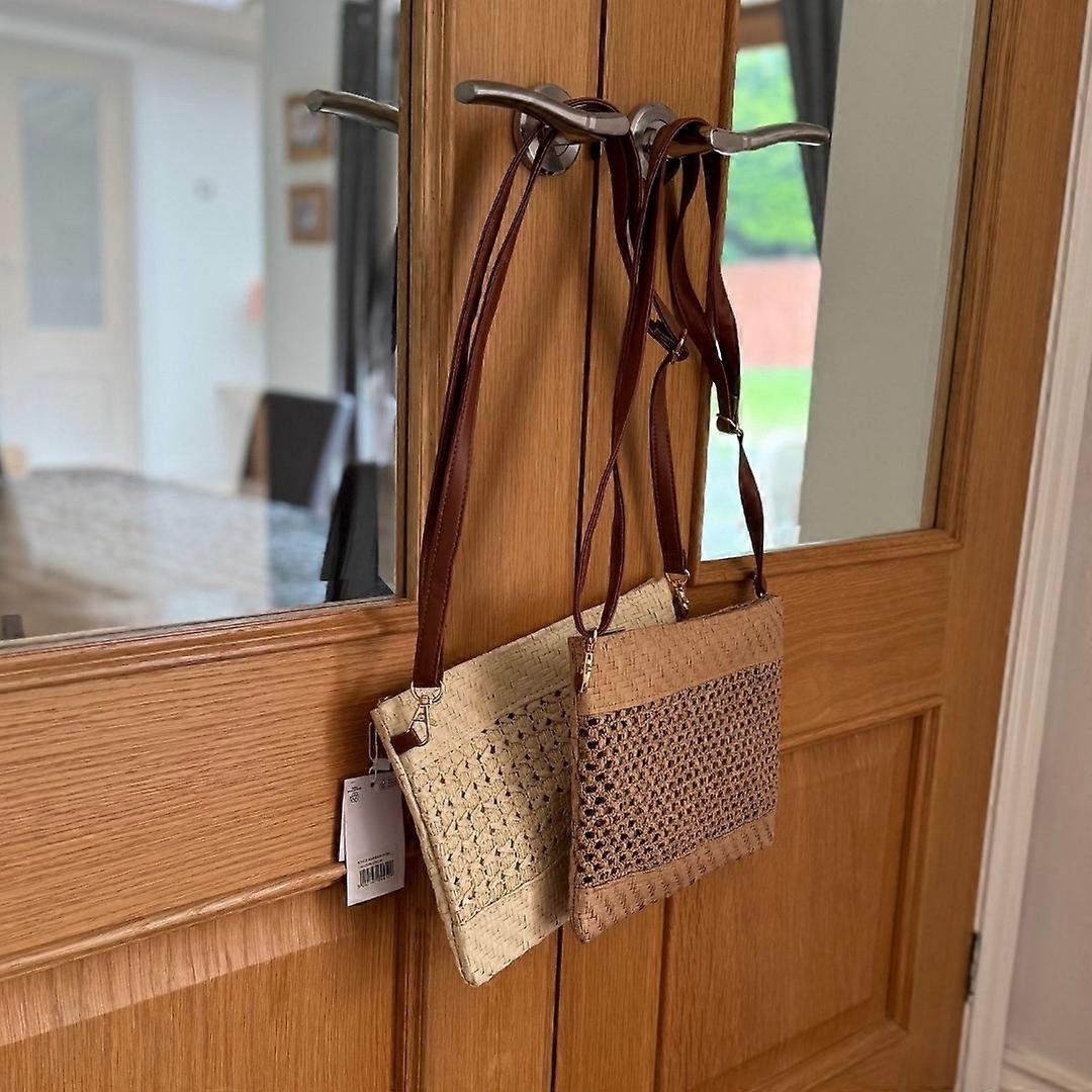 2in1 Clutch Crossbody Bag Faux Straw Effect 28 x 20 cm Detachable Strap Lightweight Holiday Handbag