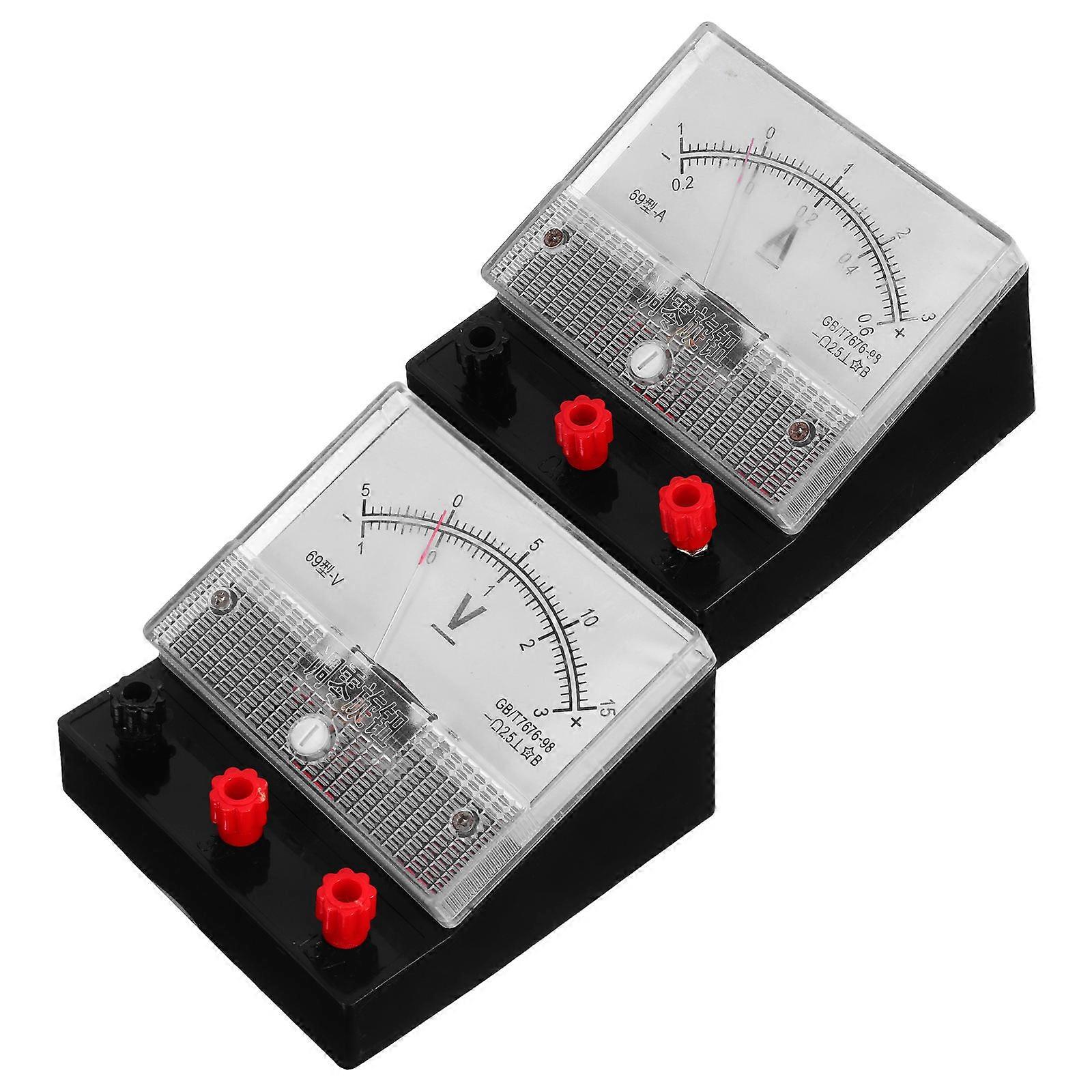 Analog Multimeter Ammeter Gauge For School Physics Lab Instruments Classroom Experiments Teachers Plastic 8.50X8X5.00CM Voltage And Meter 2Pcs